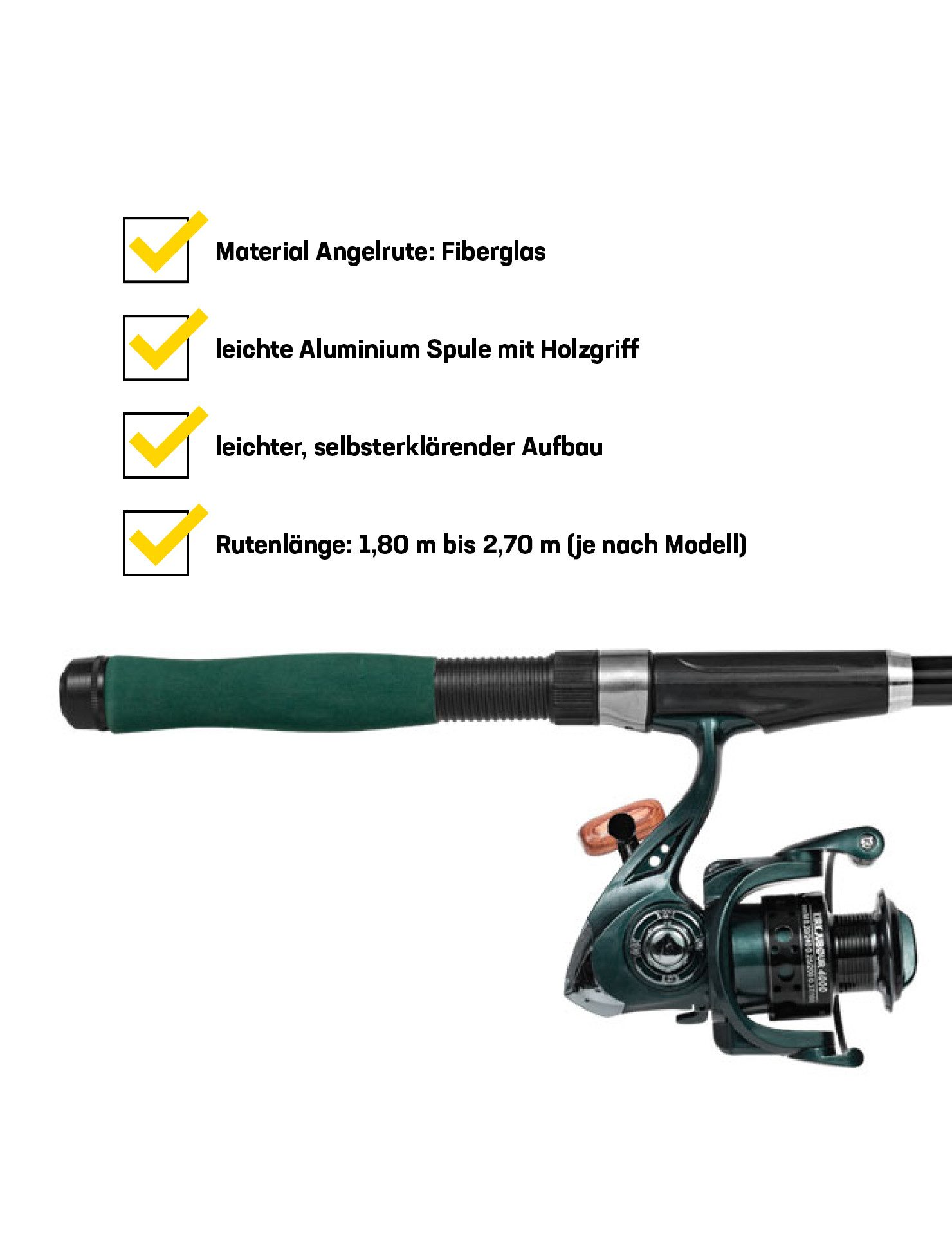 KIRKJUBOUR Spinnrute "Agnatha" Teleskop-Angelrute Set