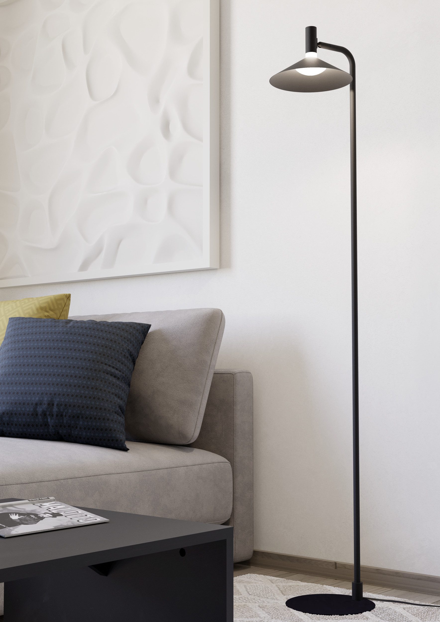 EGLO Stehlampe CONOMAVILLA-Z Stehlampe - Stahl - LED - 7,5W - IP20, Bluetooth, CCT - über Fernbedienung, Dimmfunktion, Farbwechsel, Memoryfunktion, Nachtlichtfunktion, RGB, Weckerfunktion, dimmbar über Fernbedienung, mehrere Helligkeitsstufen, LED fest integriert, Neutralweiß, Kaltweiß, Warmweiß, RGB, Standleuchte, Leselampe, Wohzimmer, Schlafzimmer, L26 x B22 x H151 cm