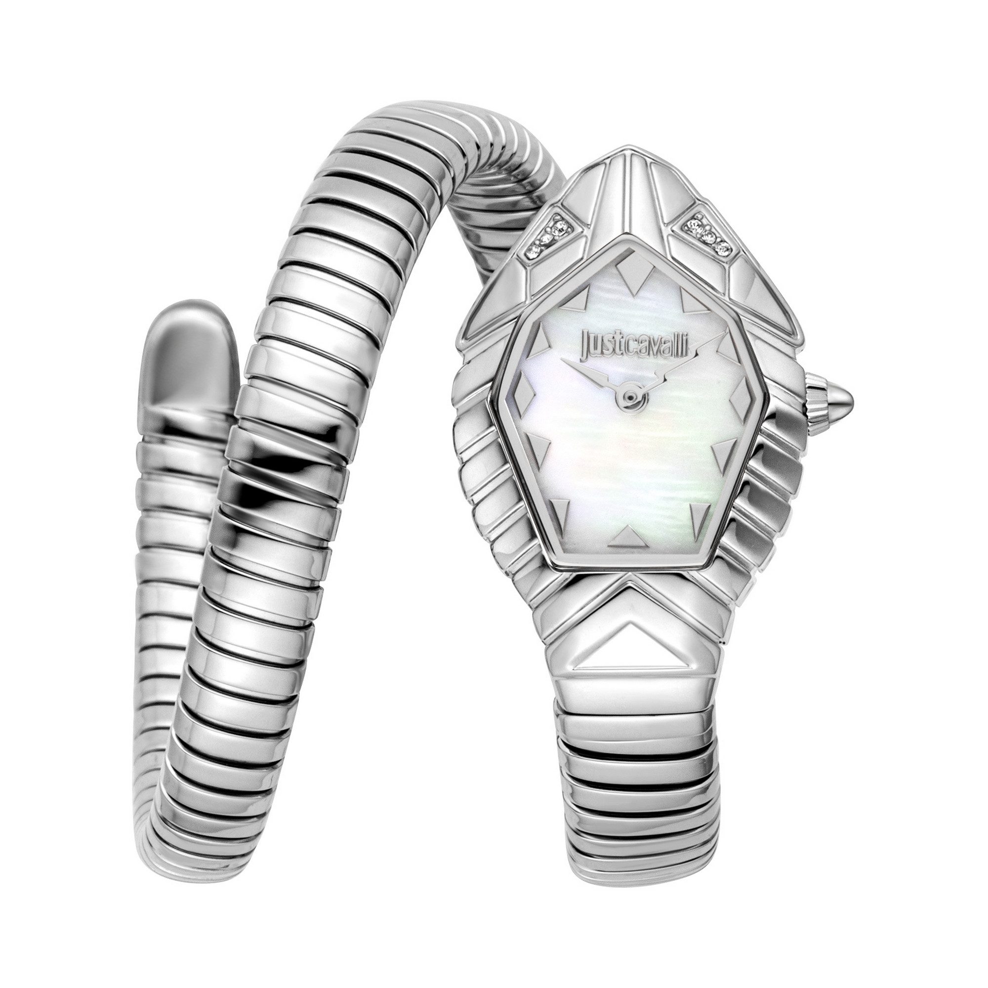 Just Cavalli Time Quarzuhr Signature Snake JC1L414M0015, Armbanduhr, Edelstahlarmband, analog, Kristallsteine