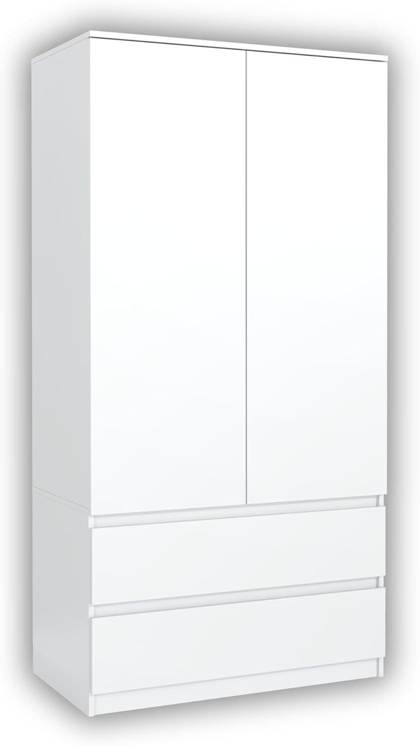 MAGOWA Kleiderschrank mit 2 Türen, 2 Schubladen, Kleiderstange und Einlegeböden, 90 cm breit (90,2 cm Breite, 180,5 cm Höhe und 50 cm Tiefe) Zusätzlicher Stauraum