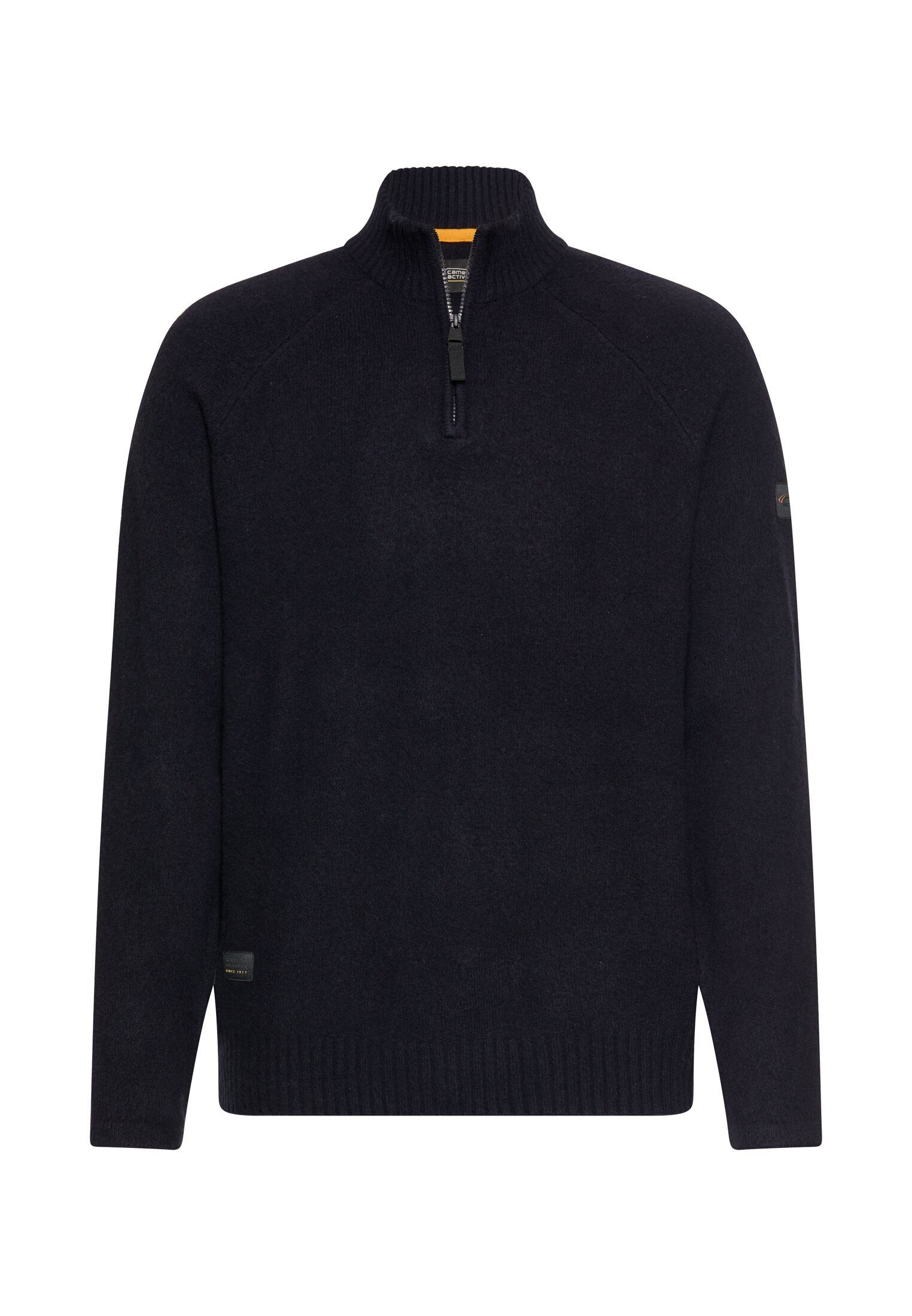 camel active Stehkragenpullover und Reißverschluss Langarm Markenlogo