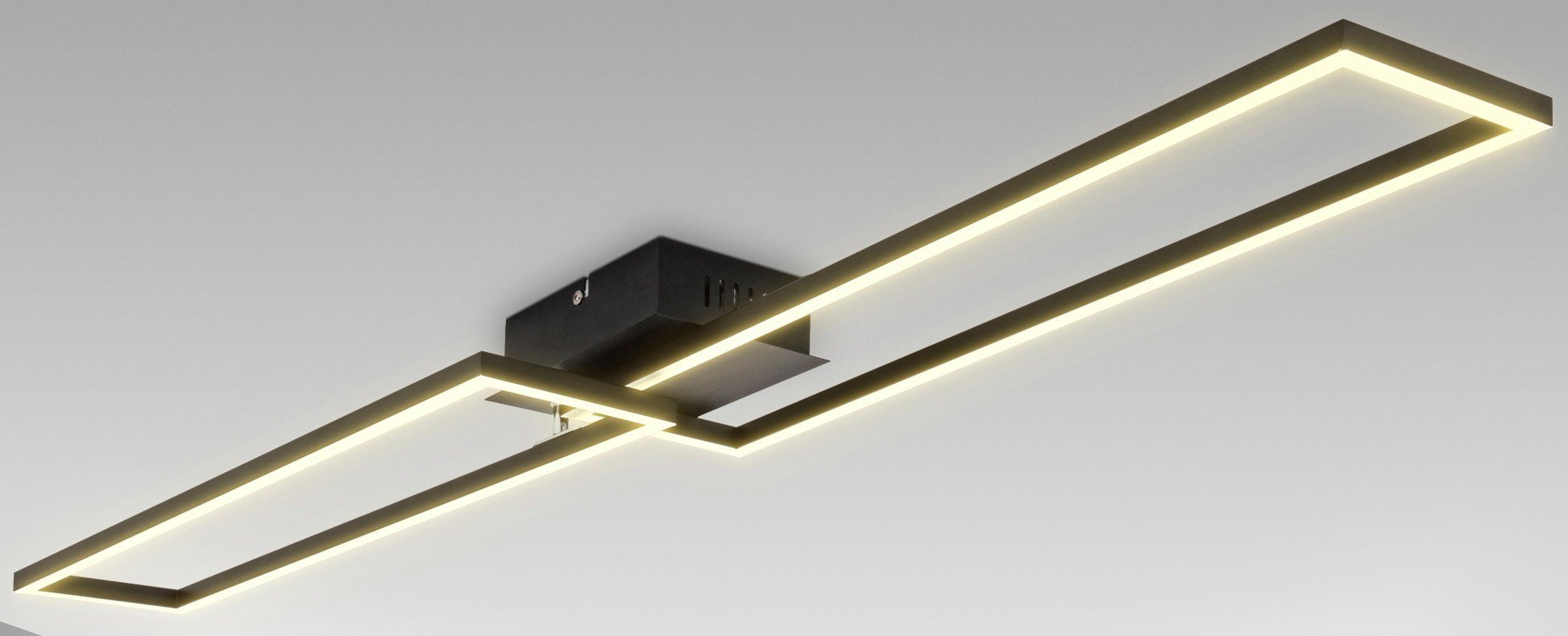 B.K.Licht LED Deckenleuchte BK_FR1503 Büro-Deckenlampe, integriert, 40 4000 Licht, Lm, 2-flammig, Schwarz Watt, warmweißes LED-Frame, fest 3.000K Warmweiß, LED