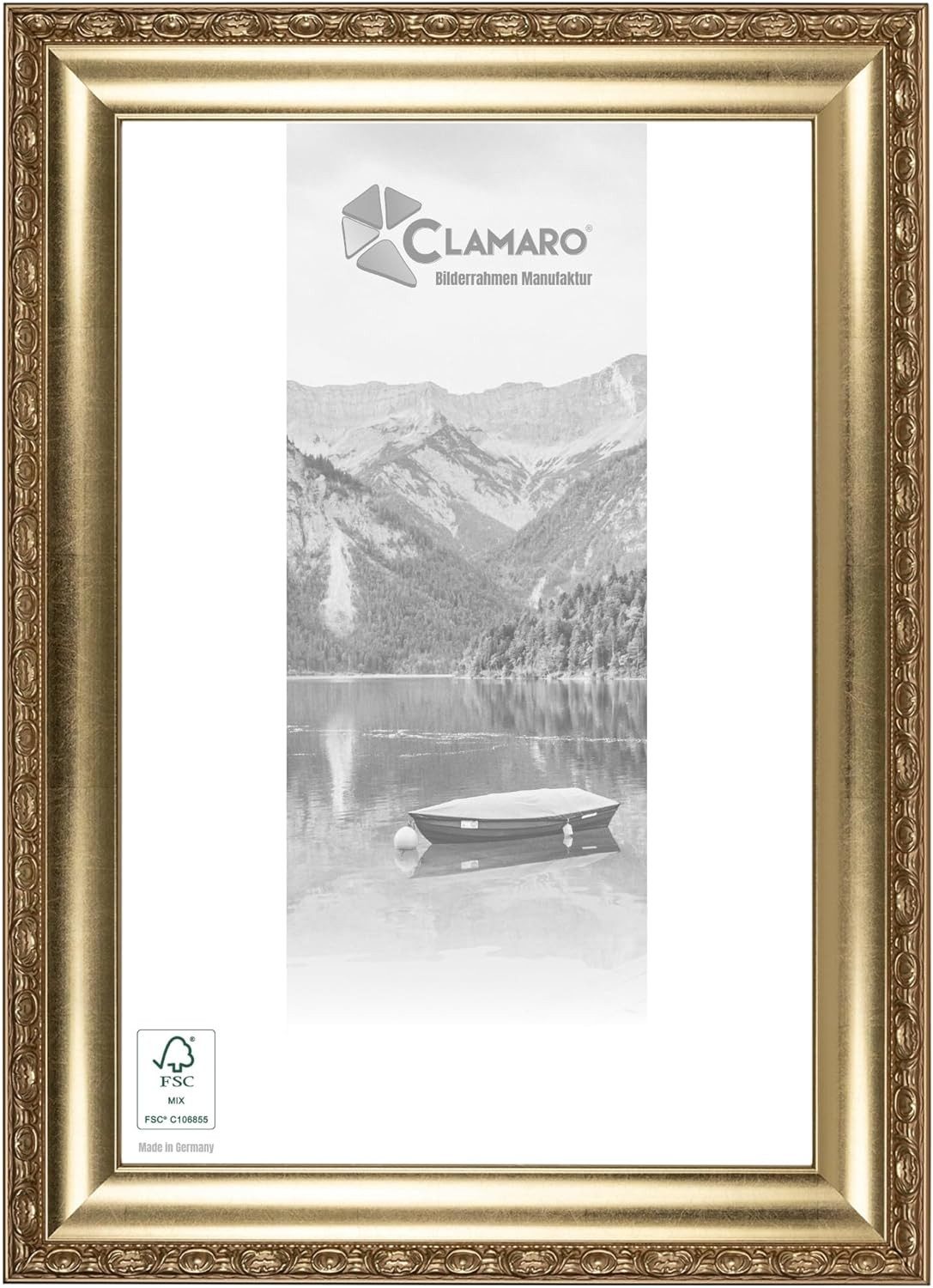 Clamaro Bilderrahmen Gold Antik Franz Massivholz, Shabby