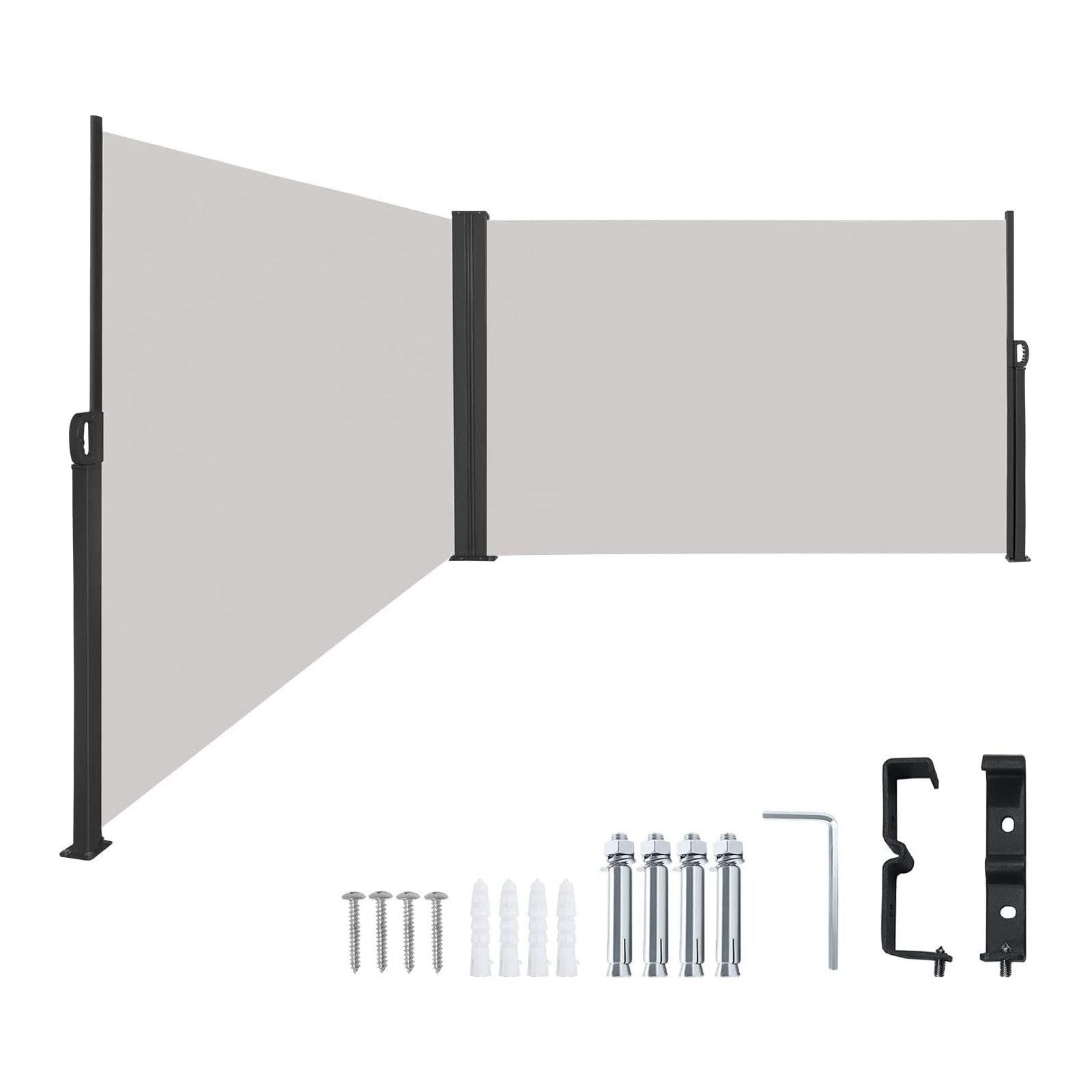 FIVMEN Markise Doppel Seitenmarkise Ausziehbar Sonnenschutz aus Polyester Sichtschutz Markise für Balkon Terrasse Garten Camping