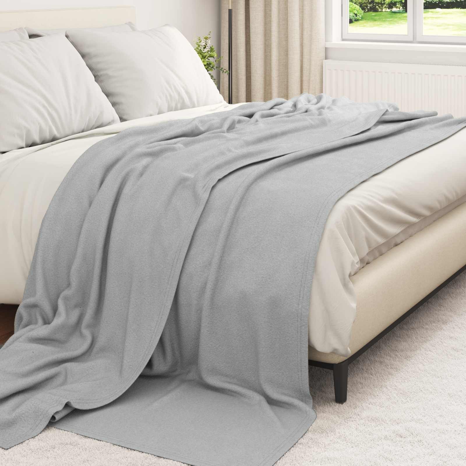 vidaXL Bettüberwurf Wohndecke Grau 240 x 220 cm 0.76 kg Fleece