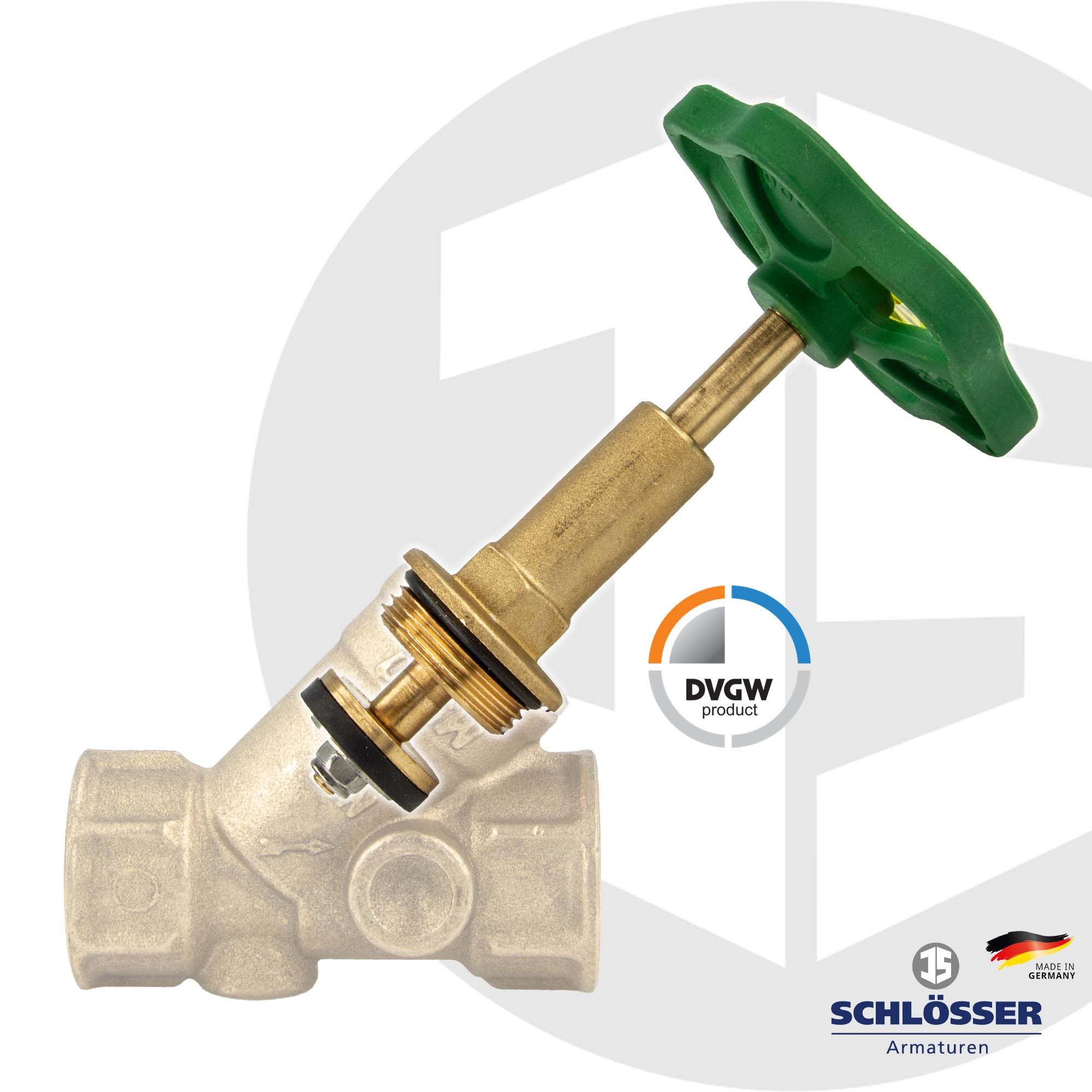Schlösser Absperrventil Oberteil Ventiloberteil für Freistromventil - Schrägsitzventil, Zulassungen: DVGW für Trinkwasser