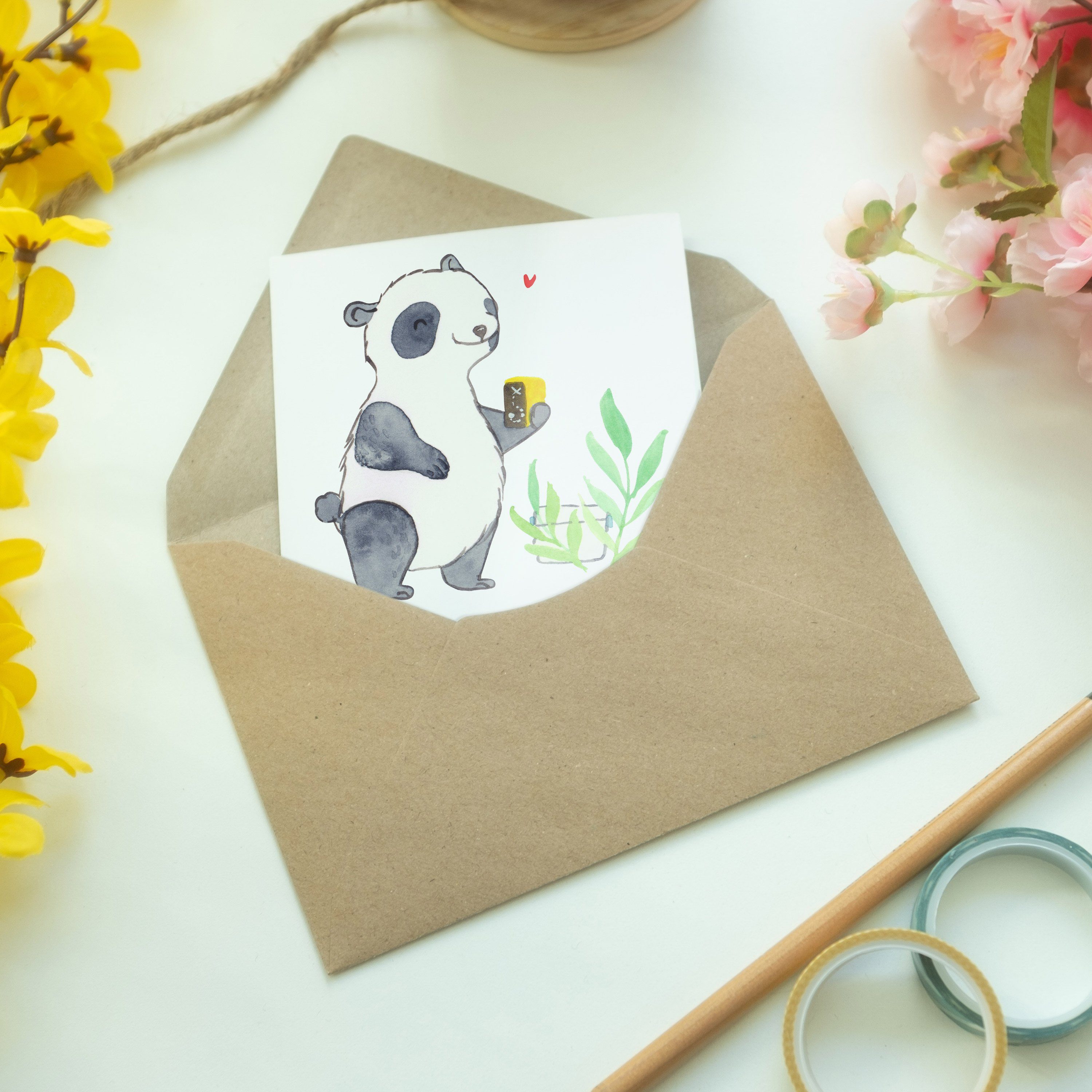 Grußkarte Mr. Medizin Hochze Geschenk, Panda Danke, Panda - Mrs. Klappkarte, & Weiß Geocaching -