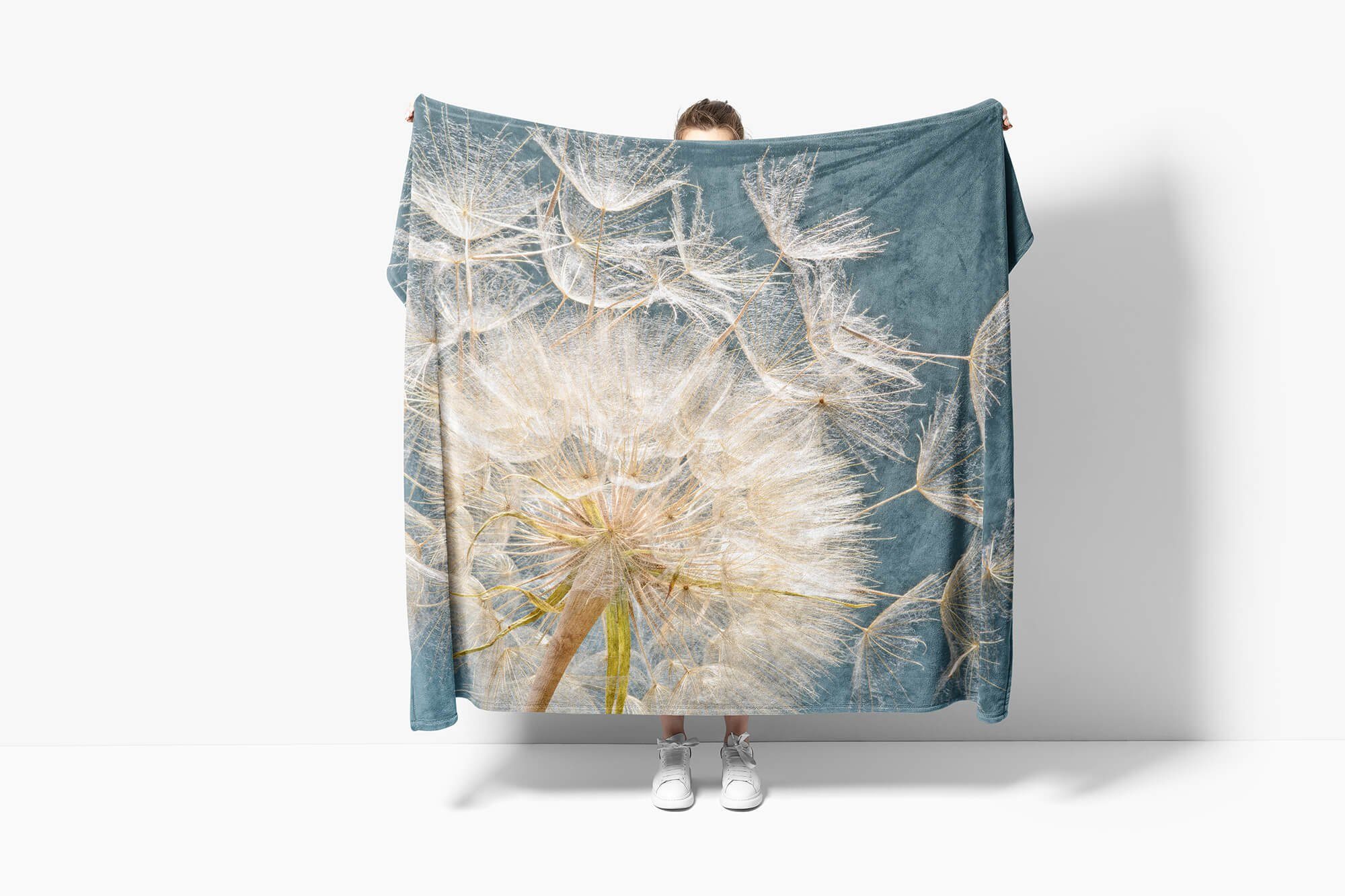 Sinus Handtücher mit Strandhandtuch Handtuch (1-St), Saunatuch Kuscheldecke Nahaufn, Art Handtuch Fotomotiv Pusteblume Baumwolle-Polyester-Mix