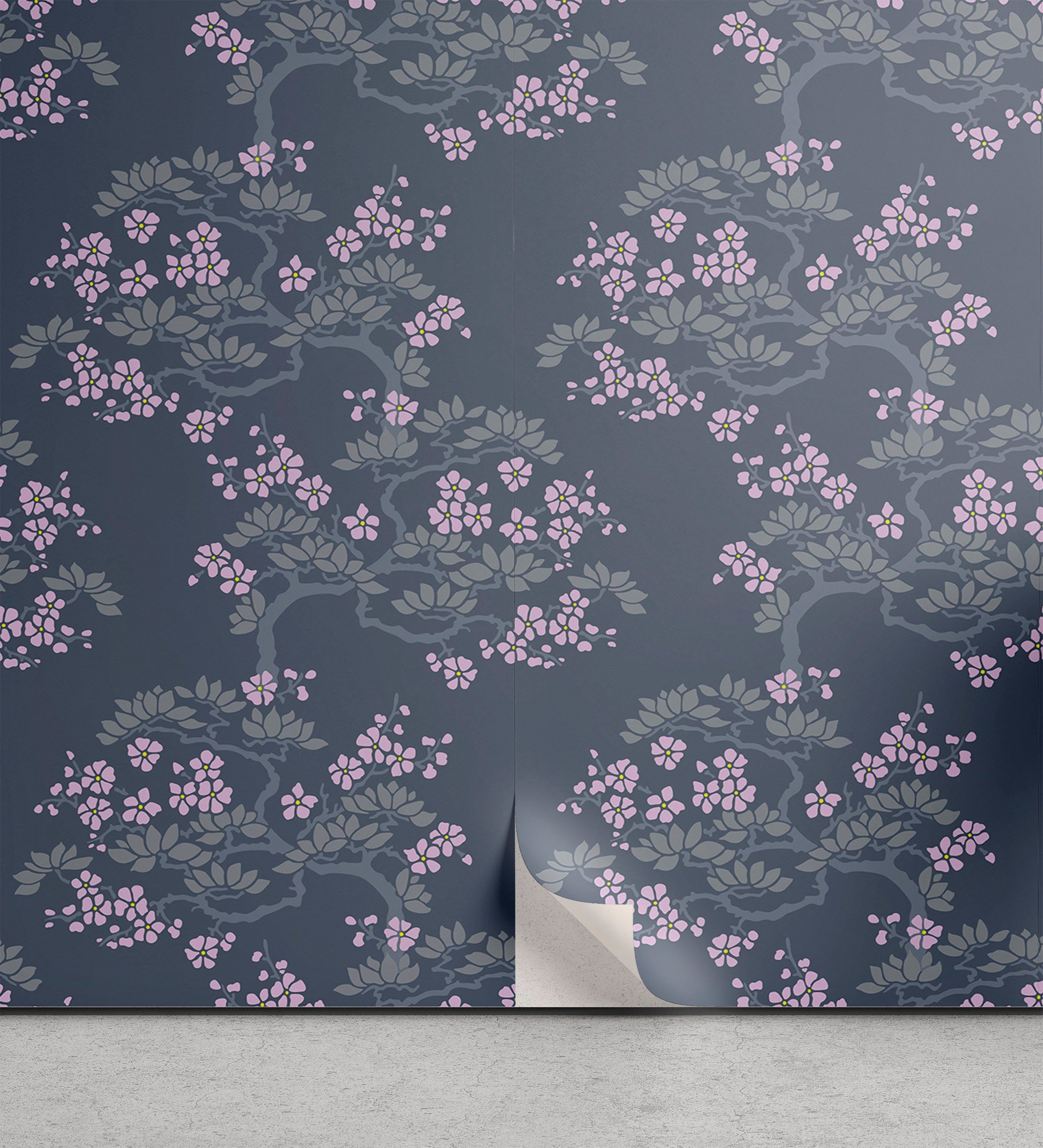 Abakuhaus Vinyltapete selbstklebendes Wohnzimmer Küchenakzent, Blatt Japanische Pflaumen-Blüten