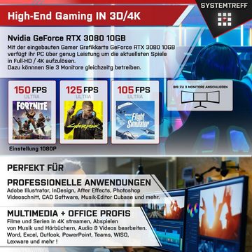 SYSTEMTREFF Gaming-PC-Komplettsystem (27", Intel Core i5 13600K, GeForce RTX 3080, 32 GB RAM, 1000 GB SSD, Windows 11, WLAN)