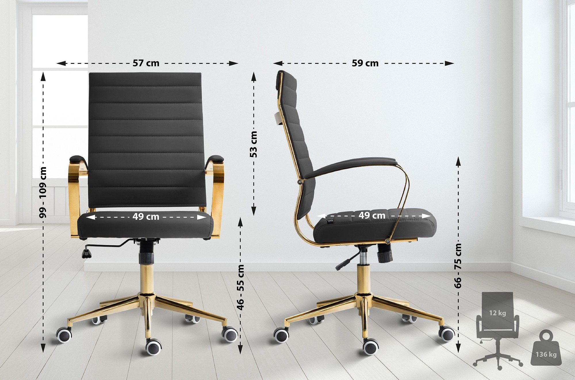 CLP Schreibtischstuhl Havanna Kunstleder, Höhenverstellbar günstig online kaufen