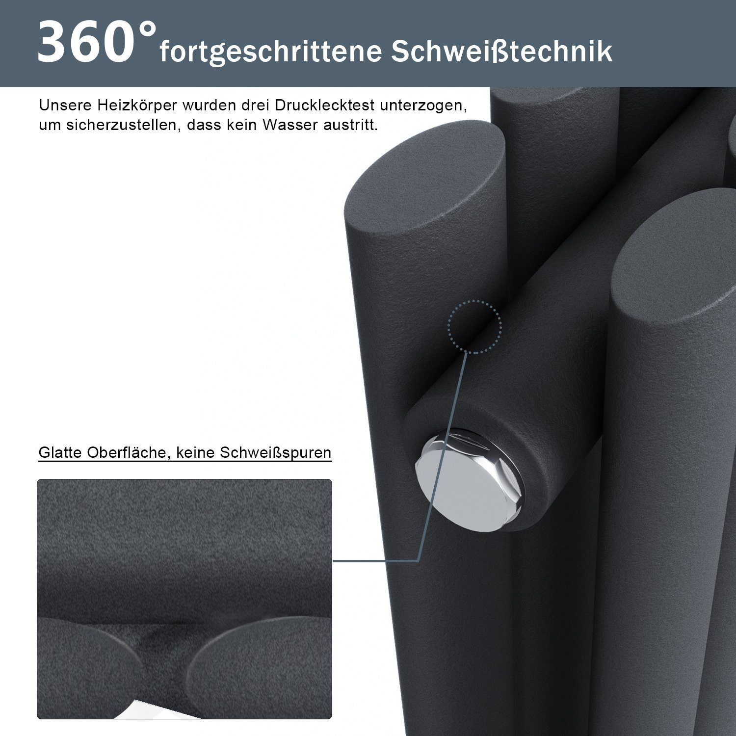 SONNI Heizkörper Doppellagig, 760 x 600 mm/ 1003 x 600 mm / 1180 x 600 mm, Anthrazit