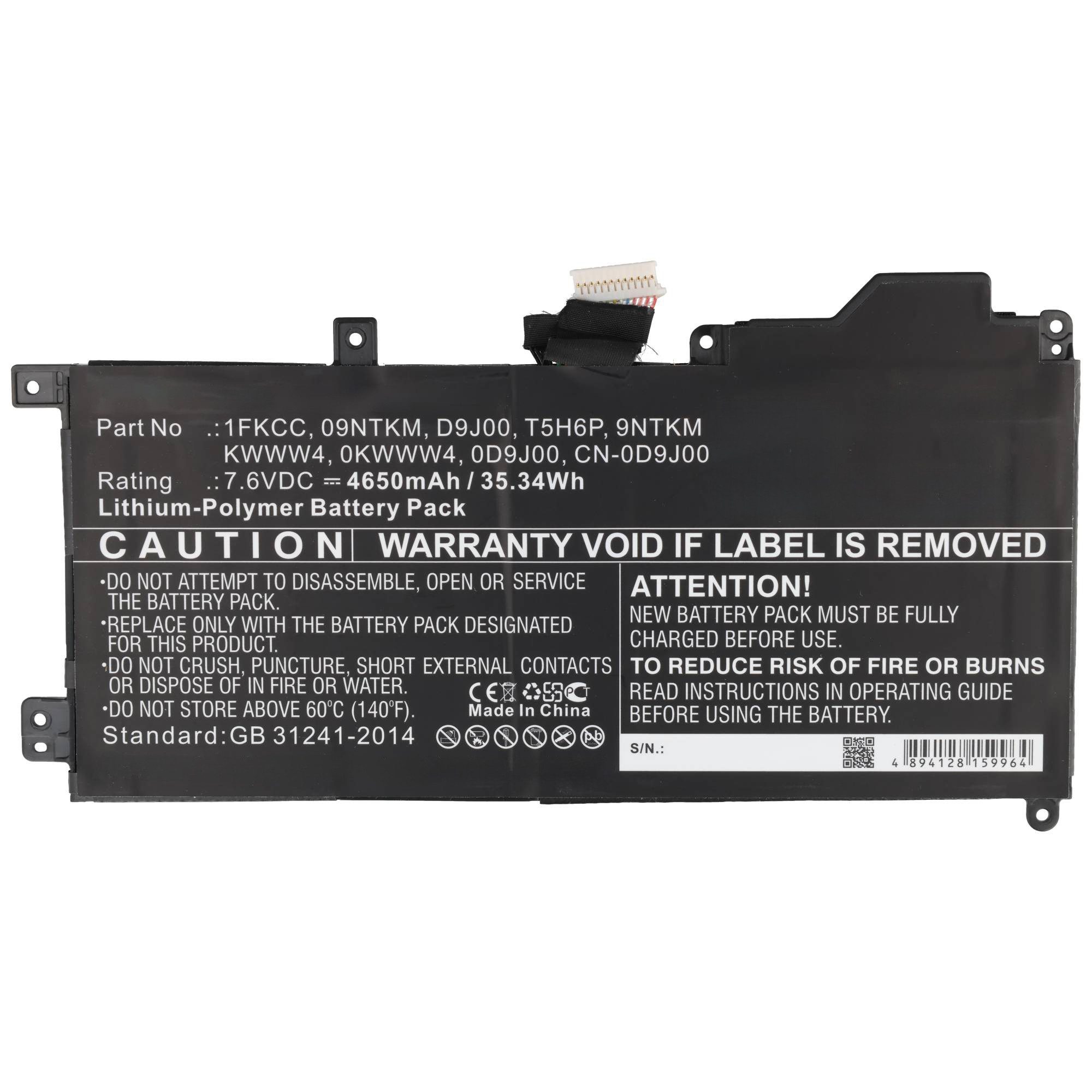 AccuCell Akku passend für Laptop Dell Latitude 7200 2-in-1 Latitude 12 7200 Ty Akku 4650 mAh (7,6 V)