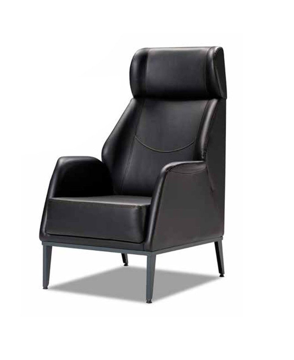Xlmoebel Loungesessel Schwarzer Leder für das Designer Arbeitszimmer (1-St), Made in Europa