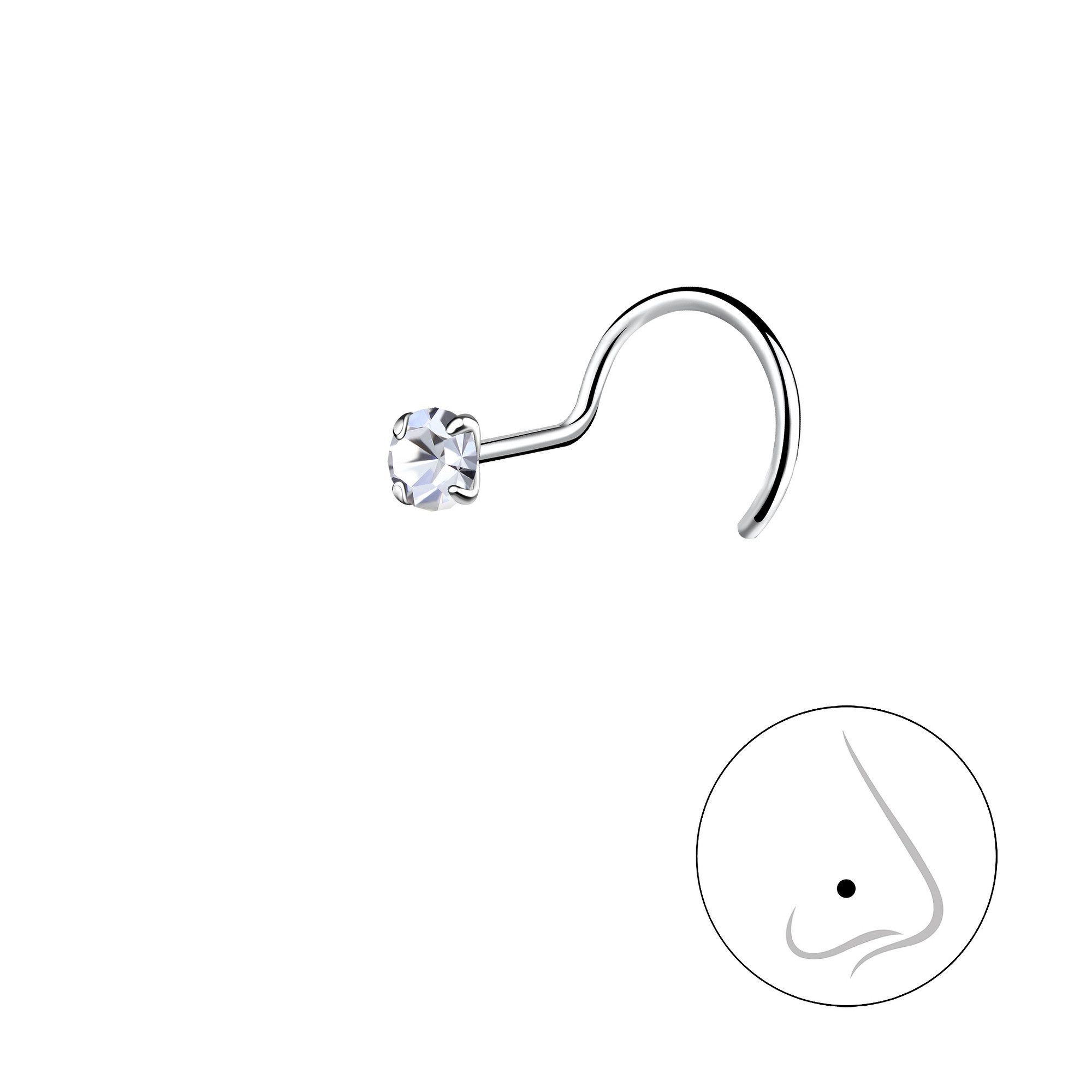 Nasenpiercing 2,5mm Nasenstecker 925 Silber