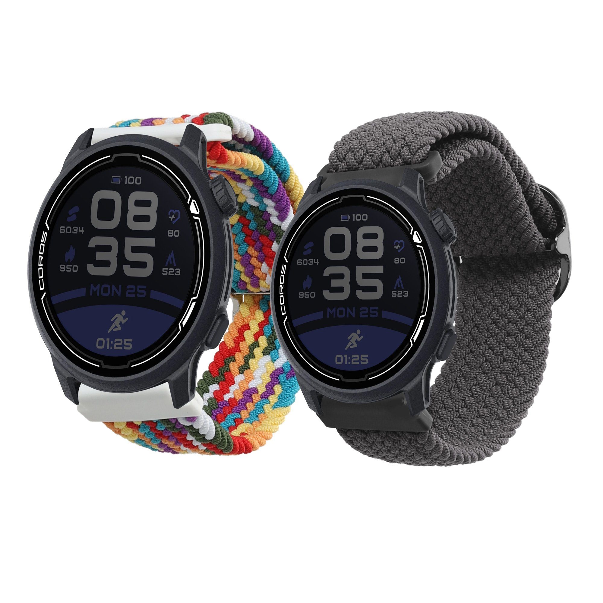 kwmobile Uhrenarmband 2x Uhrenarmband für COROS PACE 2 / APEX (42mm) Armband, Fitnesstracker Band Set aus Nylon - Ersatzarmband Smartwatch