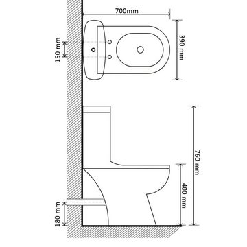 vidaXL Tiefspül-WC »Toilette mit Spülkasten Weiß«