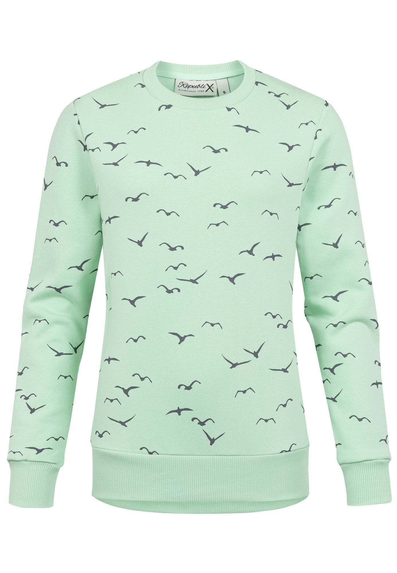 REPUBLIX Sweatshirt ANA Damen Print Kapuzenpullover Sweatjacke Pullover Hoodie Mint