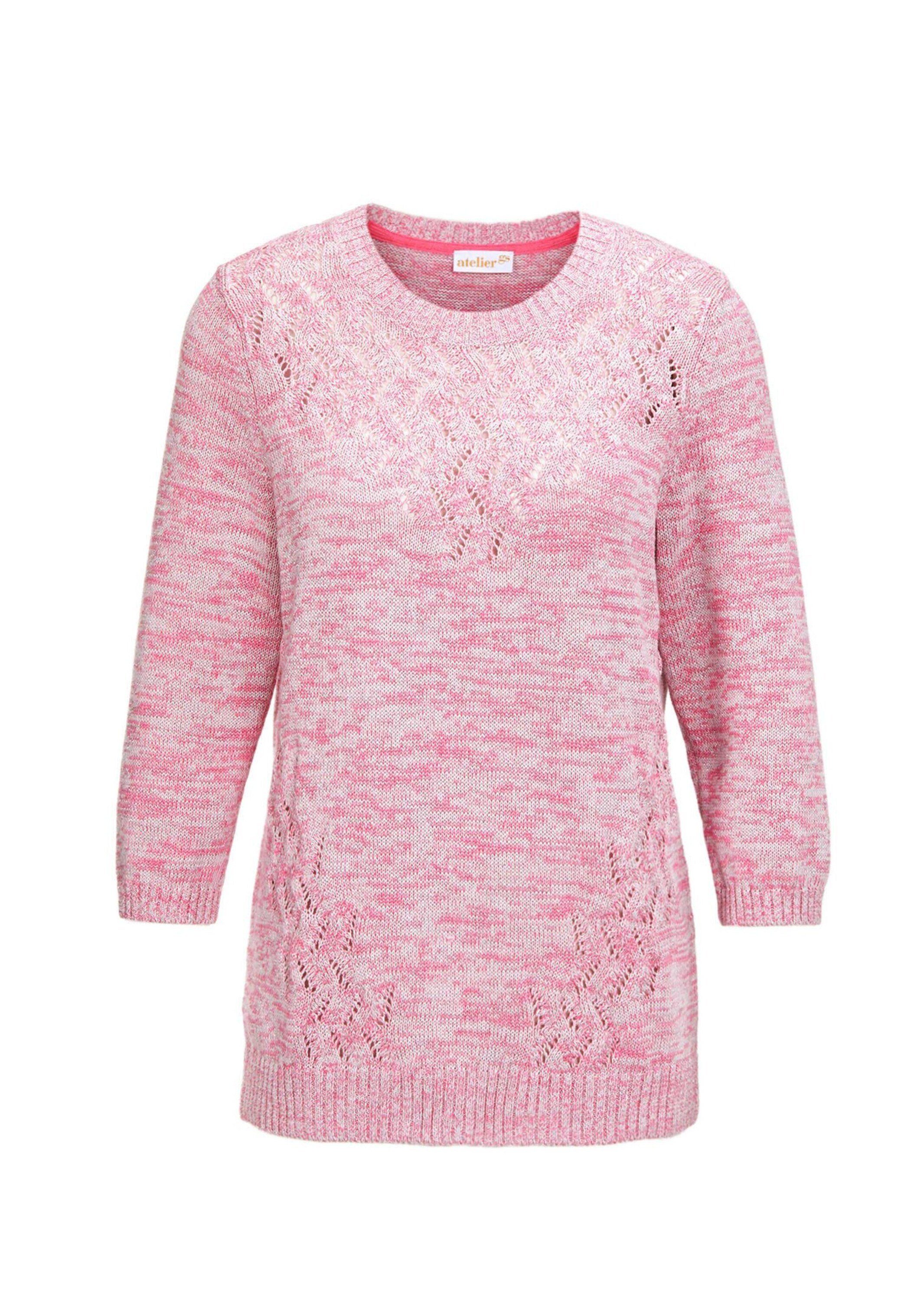 Strickpullover Glanzpullover mit Ajour-Muster
