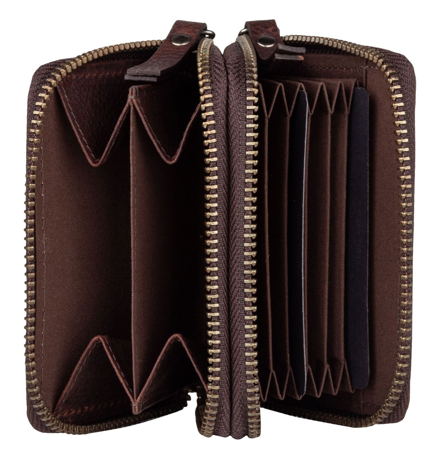 Burkely Geldbörse Double Zip Wallet, aus echtem Leder mit RFID-Blocker Schutz