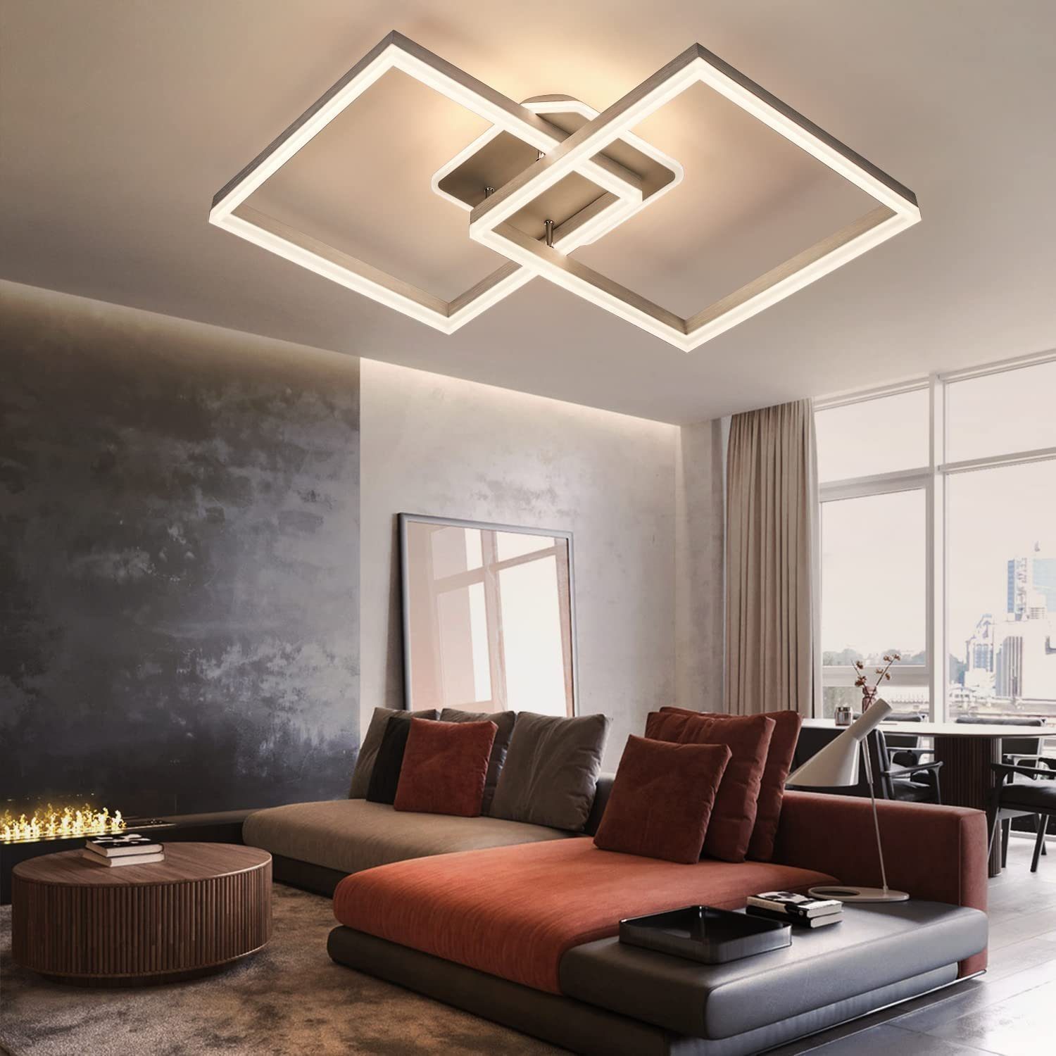 Schlafzimmer, für Dimmbar(3000K-6000K) Fernbedienung Deckenleuchte LED wechselbar, ZMH Modern Quadratisch mit