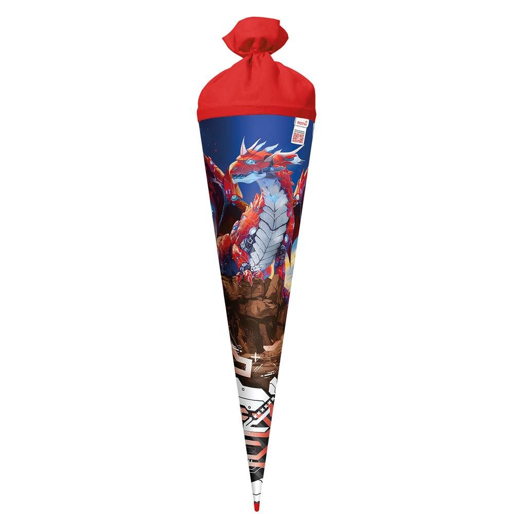 Roth Schultüte Robo Drache, 70 cm mit Glanzfolie, rund, Filzverschluss, Roth-Spitze