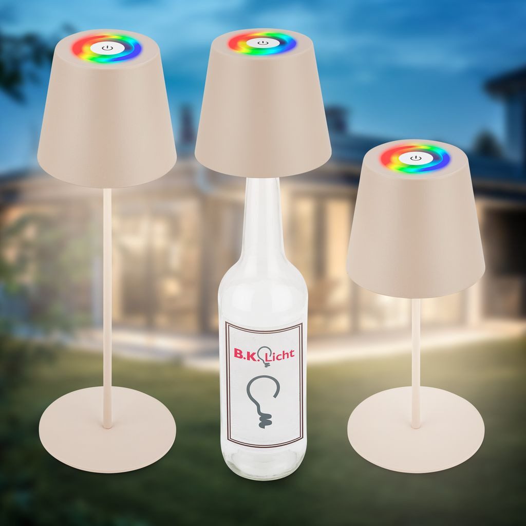 B.K.Licht Tischleuchte BKL1626, Farbsteuerung, LED fest integriert, 2700K - Extra-Warmweiß, Tischlampe kabellos 36 x 10,5cm Beige 2,5W Flaschenleuchte Wohnzimmer