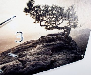 Kreative Feder Wanduhr Designer-Wanduhr "Einsamer Baum" aus Stein (Beton) (ohne Ticken; Funk- oder Quarzuhrwerk; elegant, außergewöhnlich, modern)