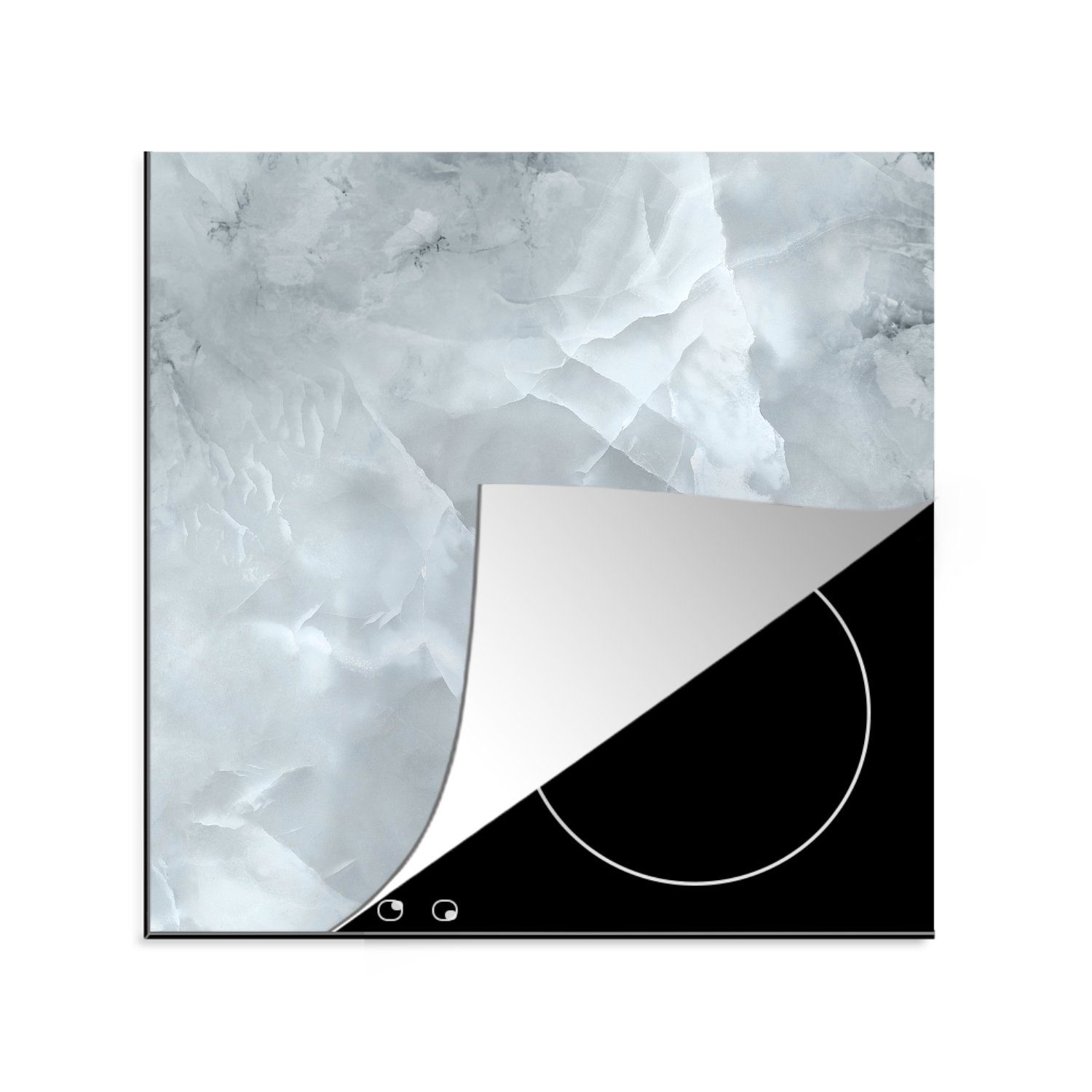 MuchoWow Herdblende-/Abdeckplatte Marmor - Chic - Weiß, Vinyl, (1 tlg), 78x78 cm, Ceranfeldabdeckung, Arbeitsplatte für küche