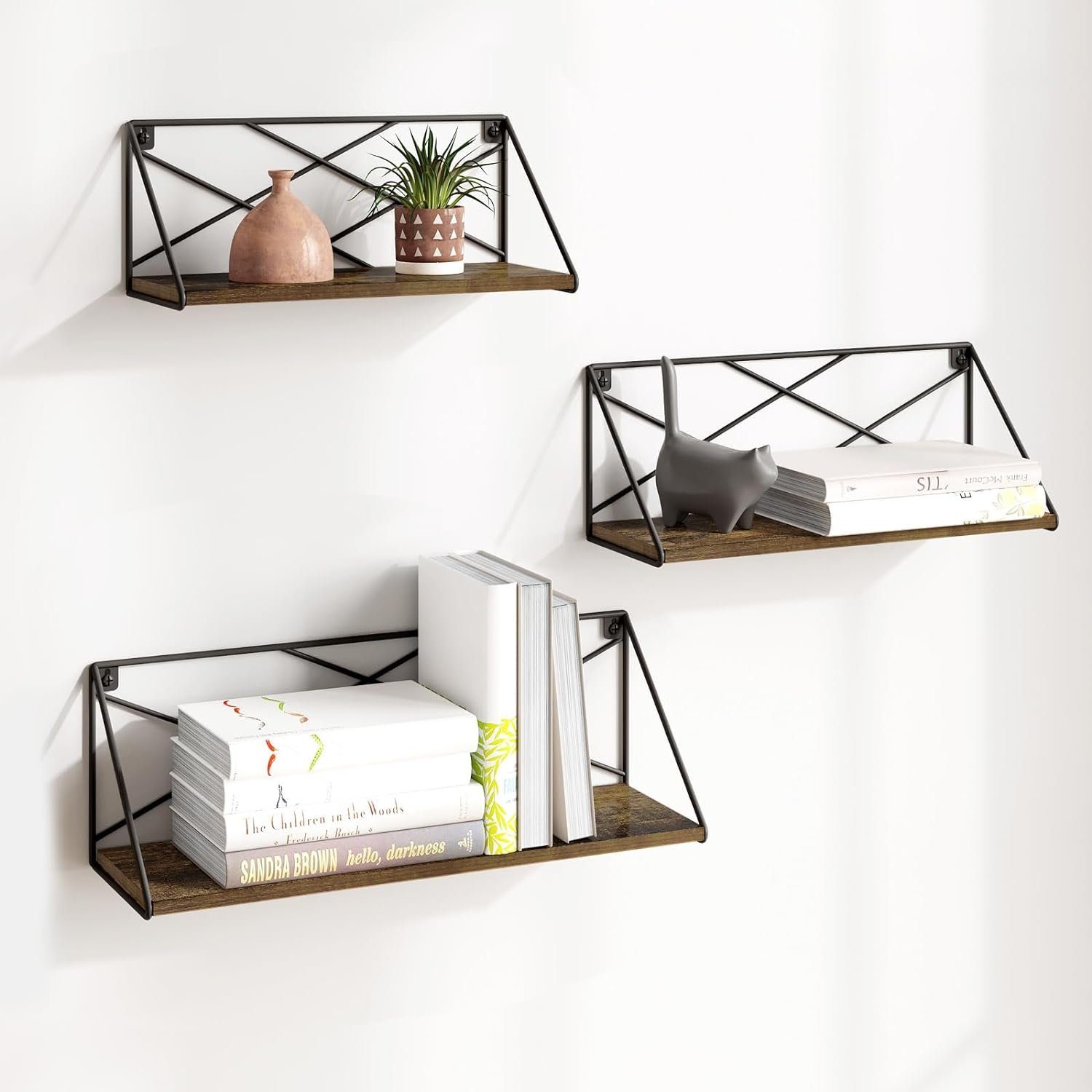 EUGAD Wandregal, 3-tlg., Industrial Regalbrett mit Metallrahmen, hängend günstig online kaufen