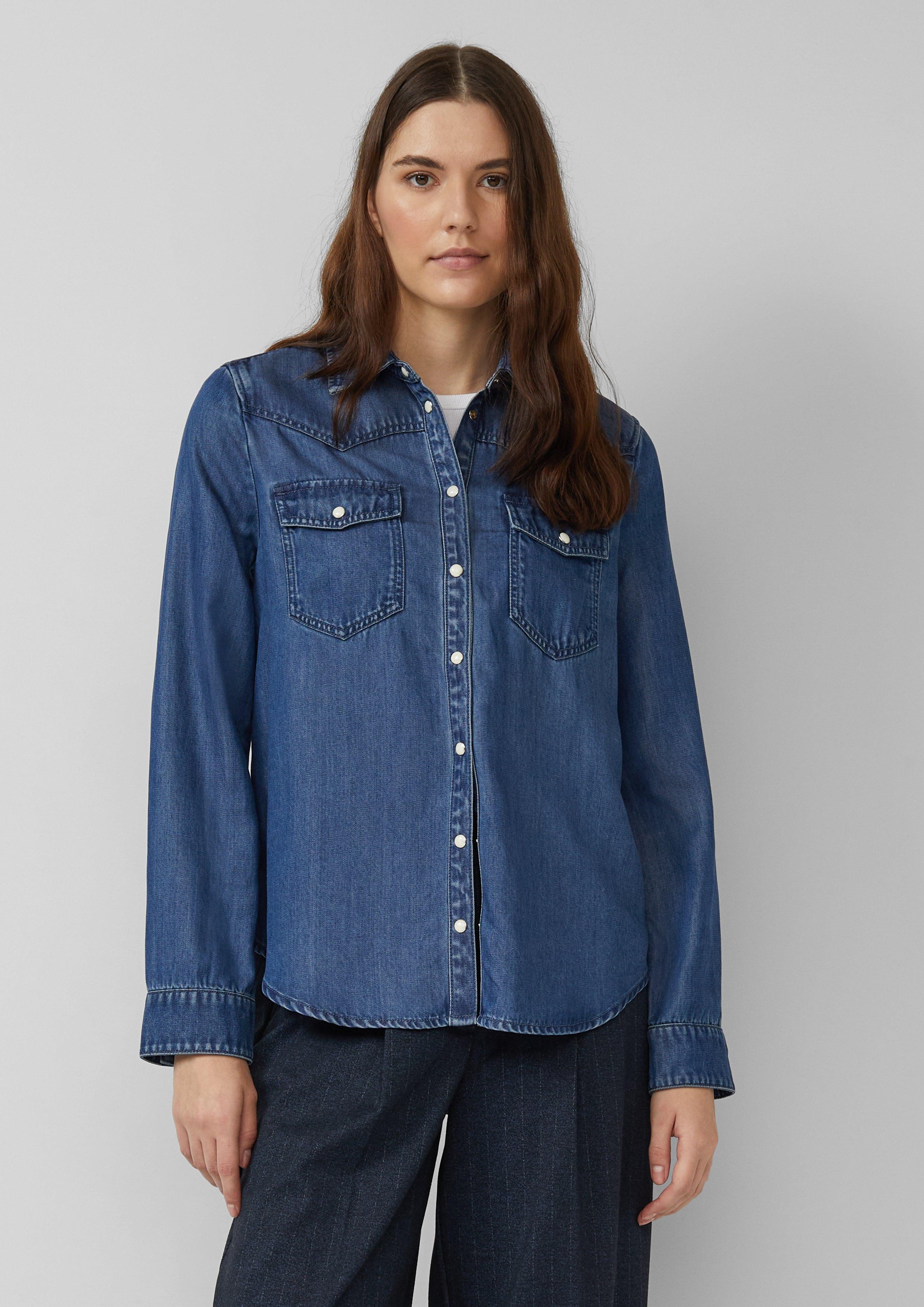s.Oliver Langarmbluse Denimshirt mit seidigem Touch günstig online kaufen
