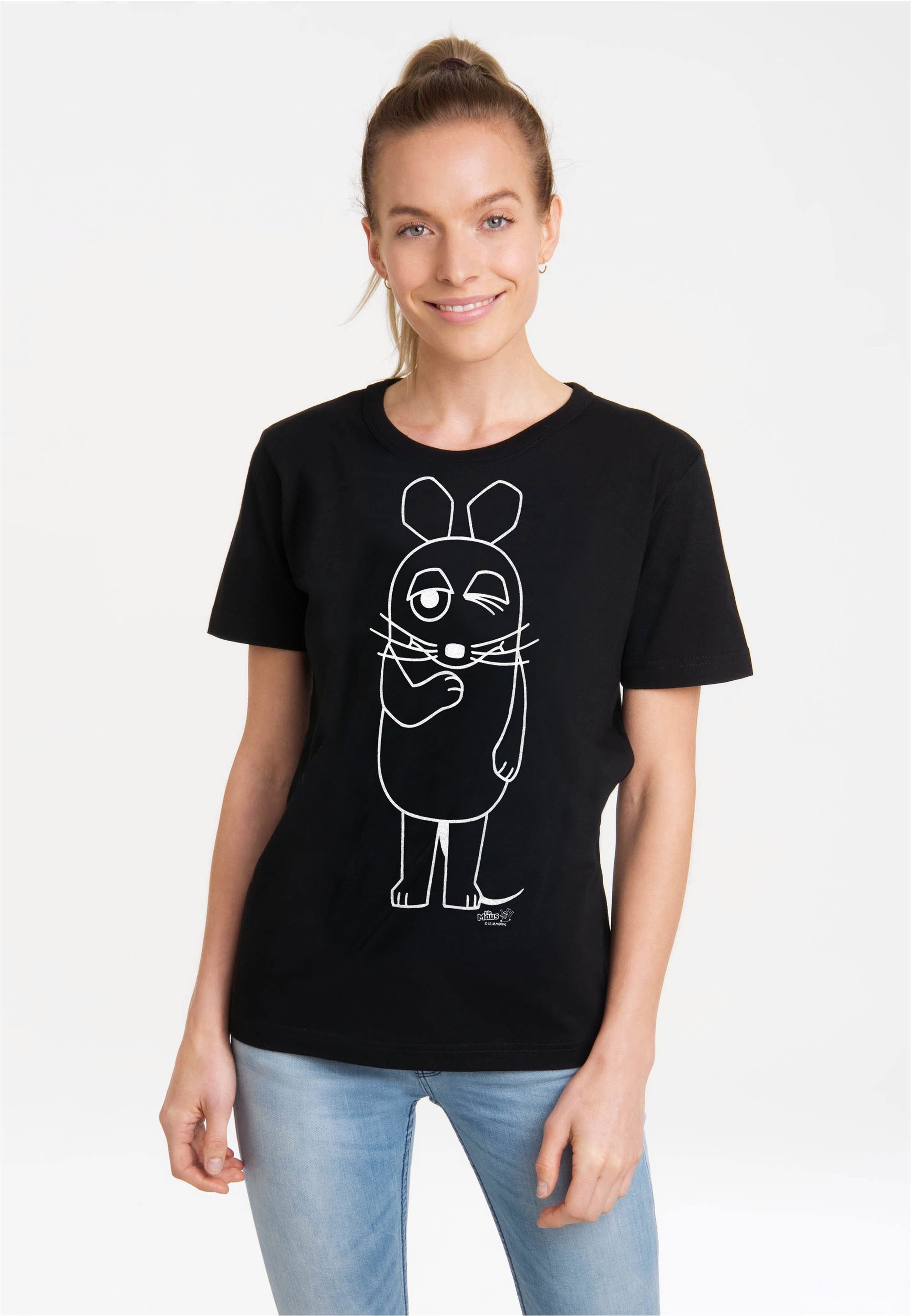 LOGOSHIRT T-Shirt Maus - Outline mit coolem Print