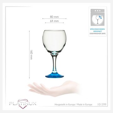 PLATINUX Weinglas Trinkgläser bunt, Glas, Weingläser mit buntem Stiel Getränkeglas Wasserglas Weißweingläser