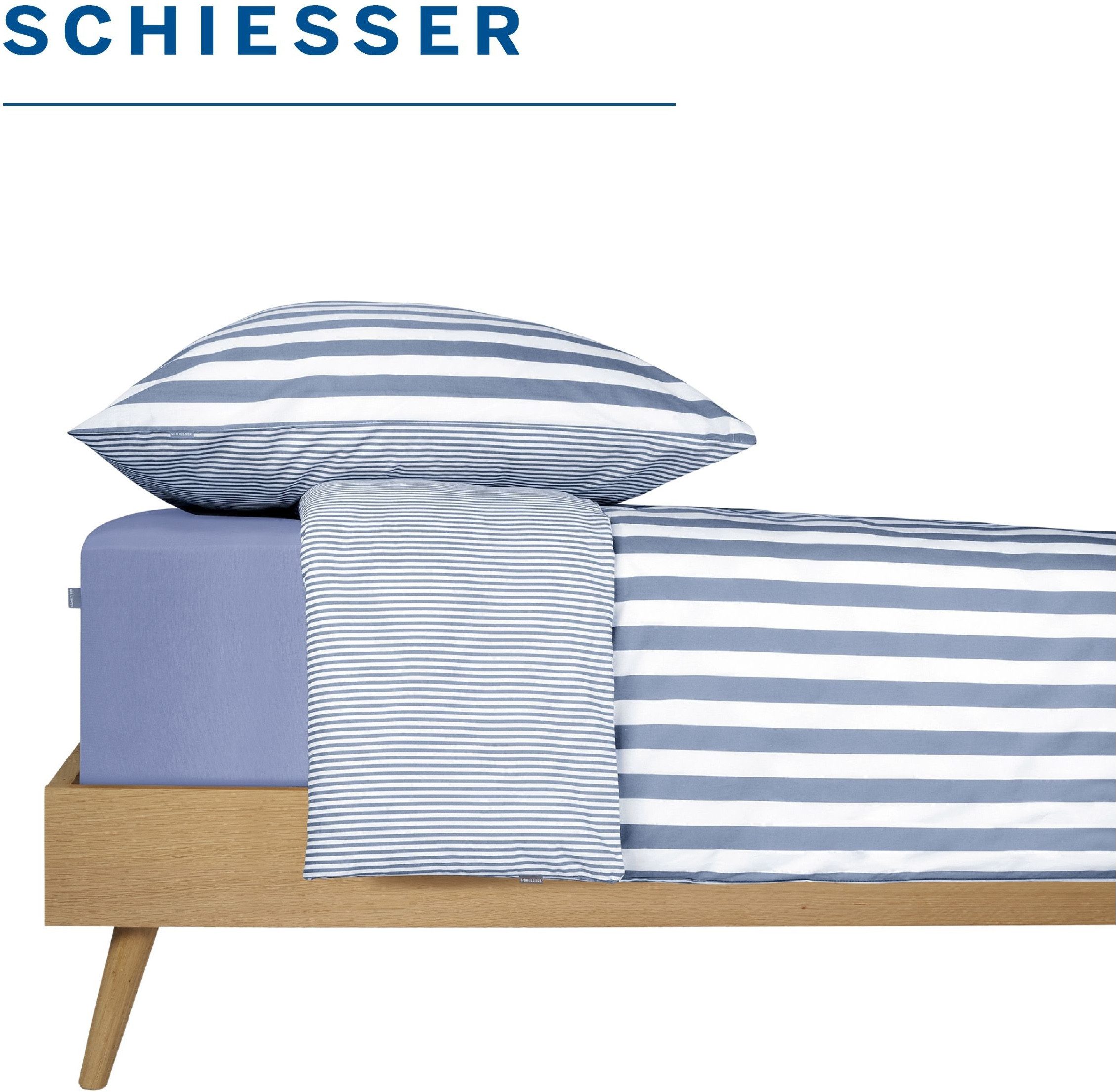 Schiesser Spannbettlaken Elli aus weicher Baumwolle mit Elasthananteil für flexiblen Sitz, Jersey-Elasthan, Gummizug: rundum, (1 Stück), für hohe Matratzen und  – Bild 4 von 5