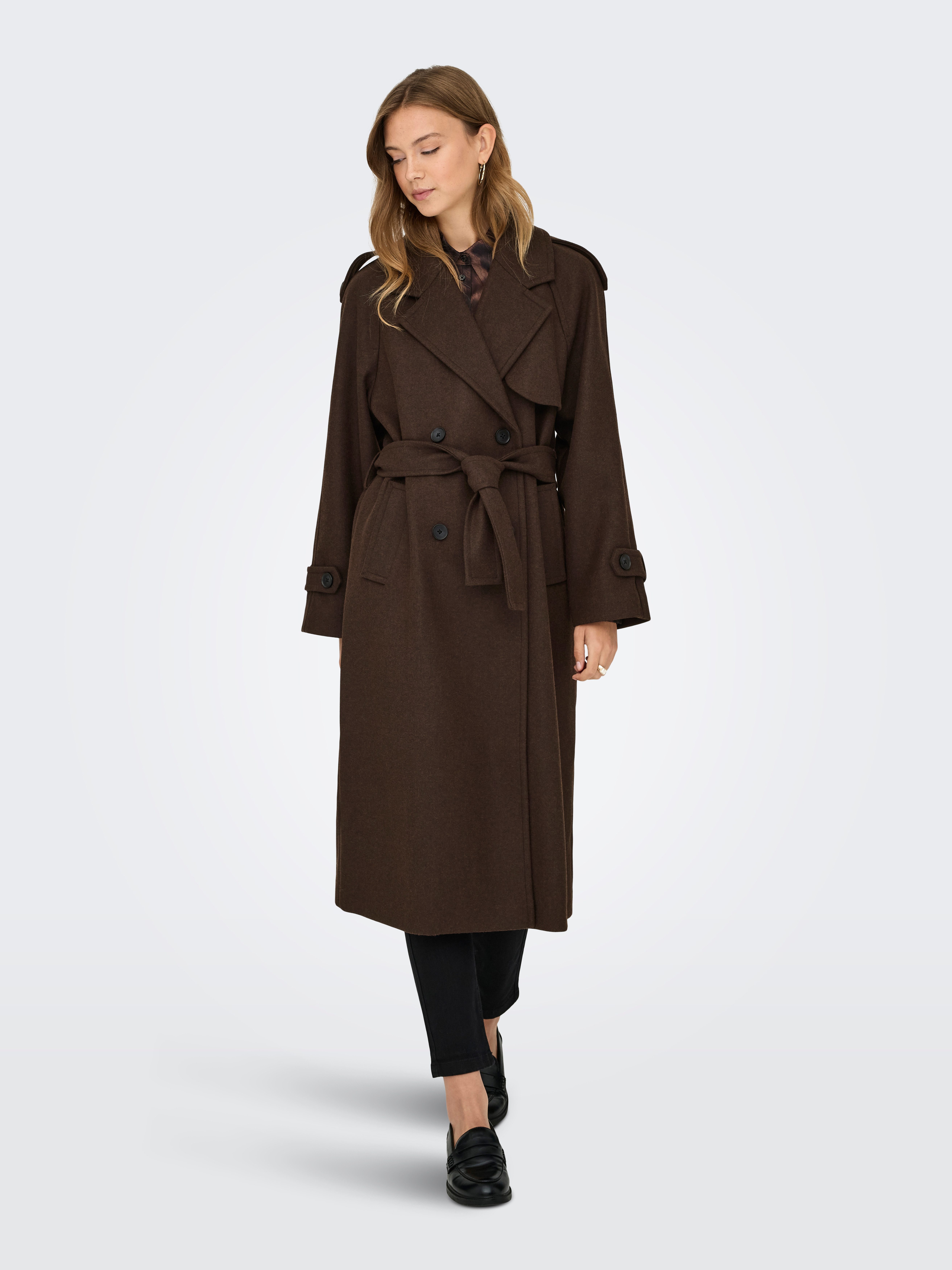 ONLY Langmantel ONLDEAR-TRILLION LONG BELT COAT PNT NOOS Kunstfaser