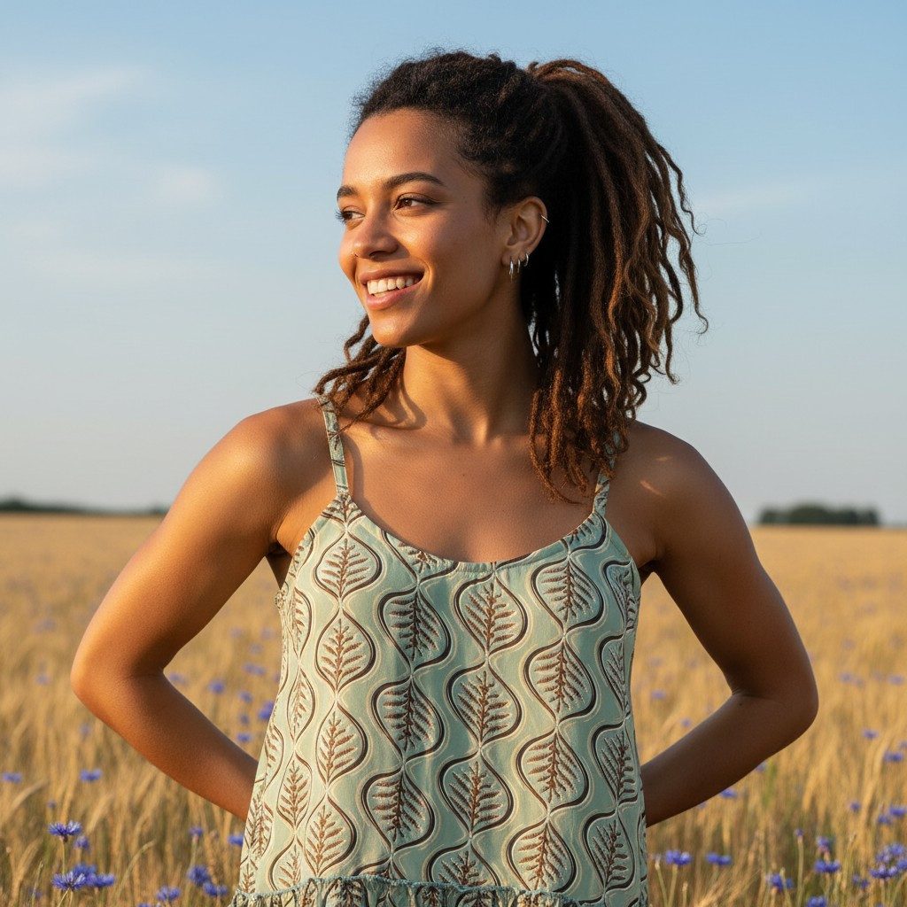 Guru-Shop T-Shirt Seidiges Boho Trägertop, luftiges Top, lockeres.. Festival, Ethno Style, alternative Bekleidung – Bild 2 von 4