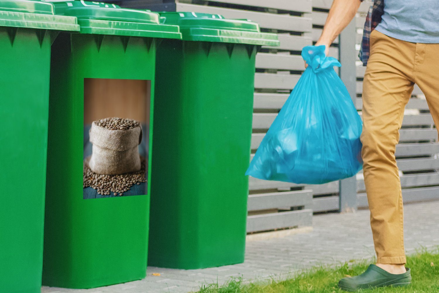 Mülleimer-aufkleber, Mülltonne, Tüte Linsen (1 MuchoWow Container, kleine gefüllt St), mit Wandsticker Sticker, Abfalbehälter Eine