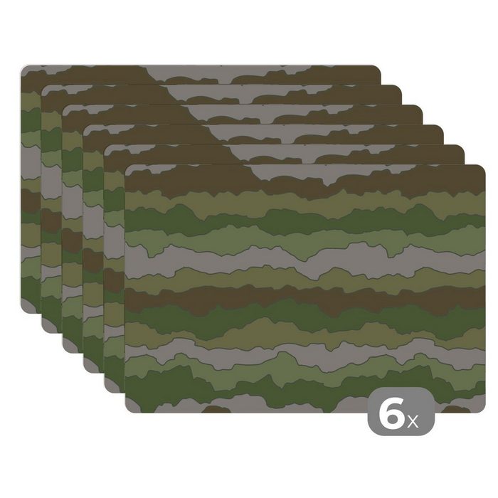 Platzset Camouflage - Muster - Armee MuchoWow (6-St) Platzset Platzdecken Platzmatte Tischmatten Schmutzabweisend