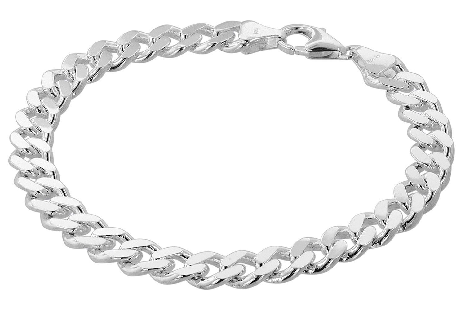 trendor Gliederarmband für Männer 925 Silber Panzerkette Massiv Breite 8,2 mm