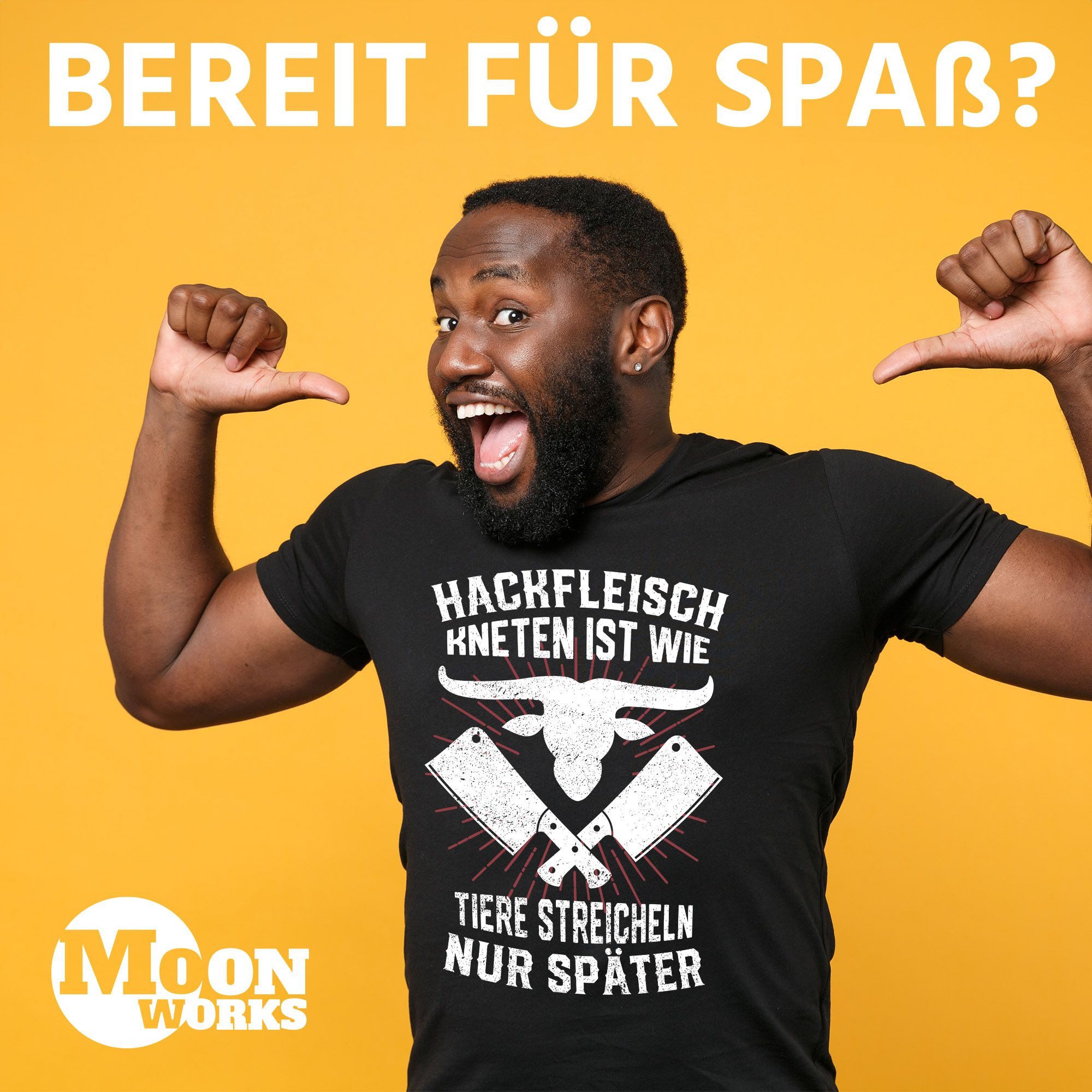 MoonWorks Print-Shirt Herren T-Shirt Hackfleisch kneten günstig online kaufen