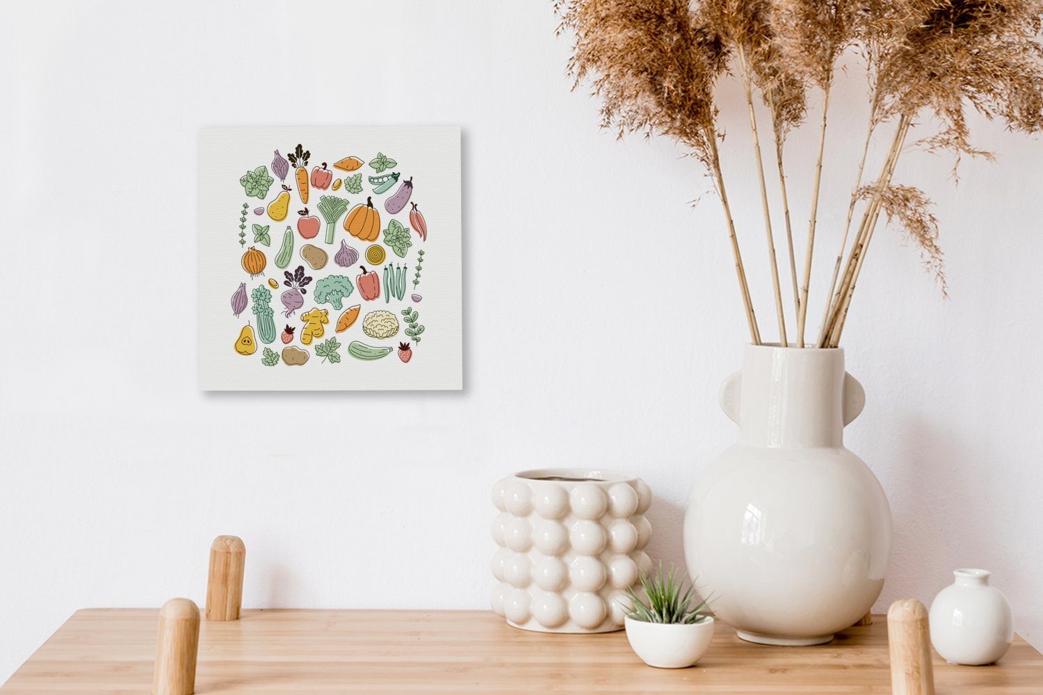 OneMillionCanvasses® Leinwandbild St), Obst Minimalismus, - für Leinwand Bilder Gemüse - (1 Wohnzimmer Schlafzimmer