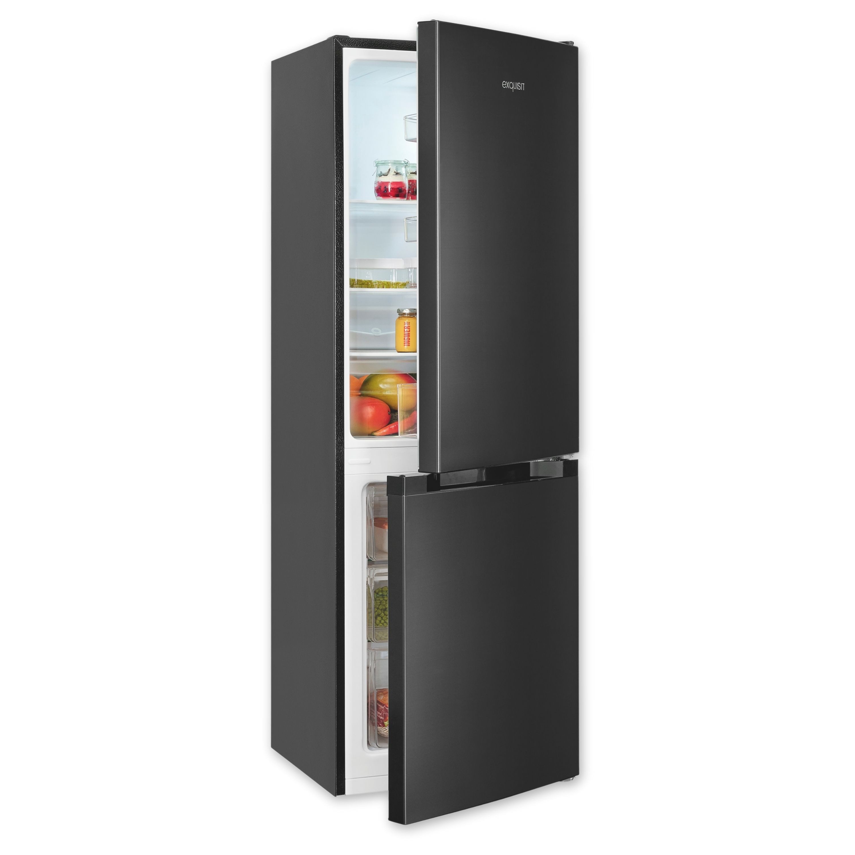 exquisit Kühl-/Gefrierkombination KGC5231-60-E-050C, 144 cm hoch, 47.4 cm breit, 4*-Gefrieren, Schnellkühlen, 157 Liter Nutzinhalt, 3 Ablagen