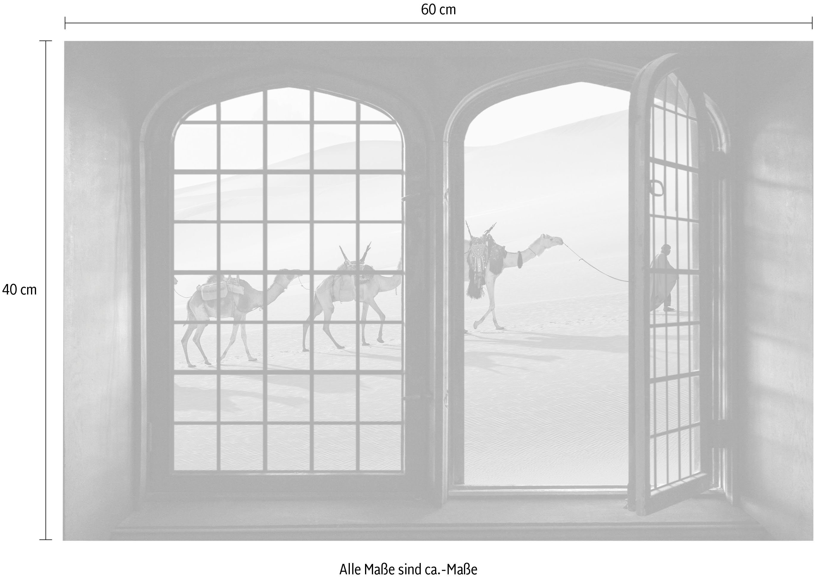 queence Wandsticker Wüste, Wandsticker, Wandbild, selbstklebend, 3D, Fenster