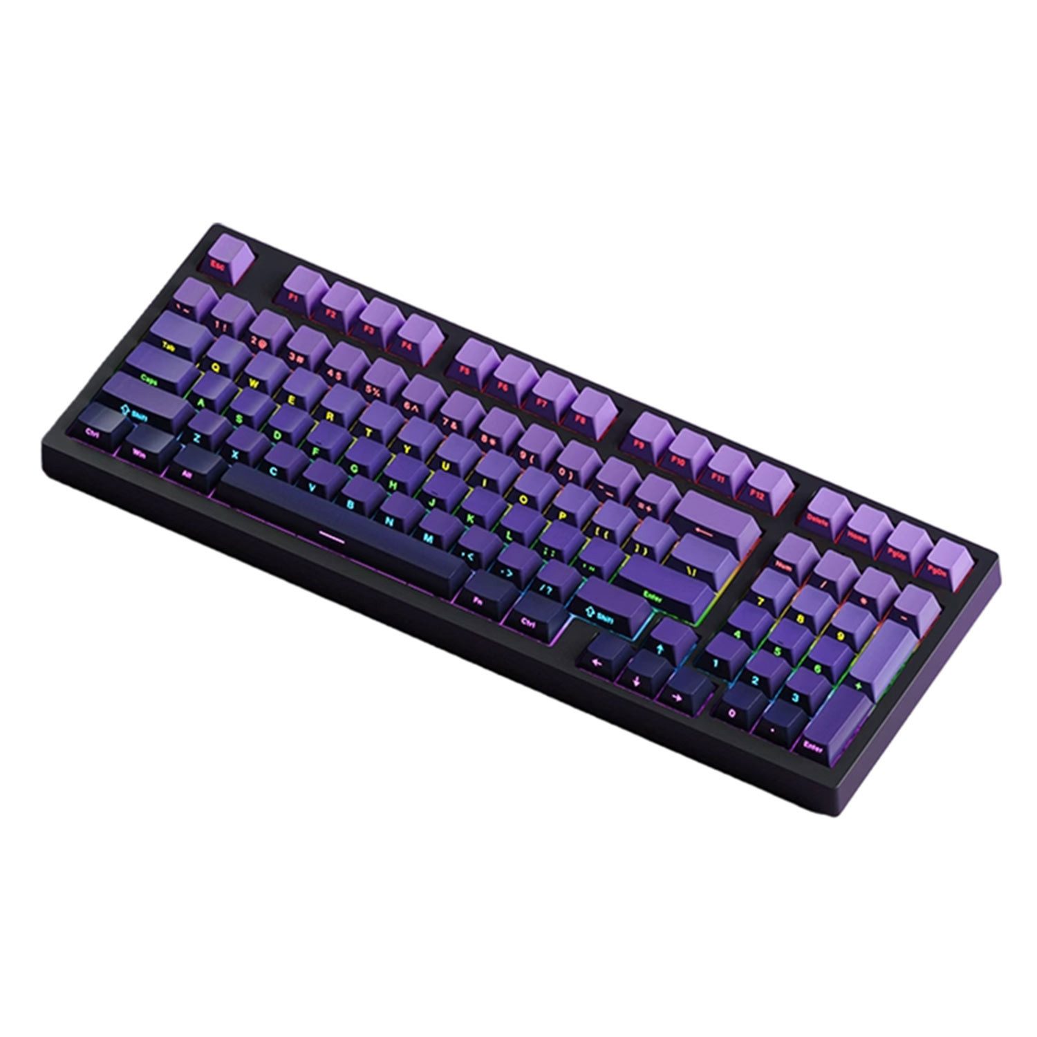 Refttenw Mechanische Gaming Tastatur, 98 Tasten LED Hintergrundbeleuchtete Tastatur (Minimalistischer PBT-Tastenkappen mit Farbverlauf)