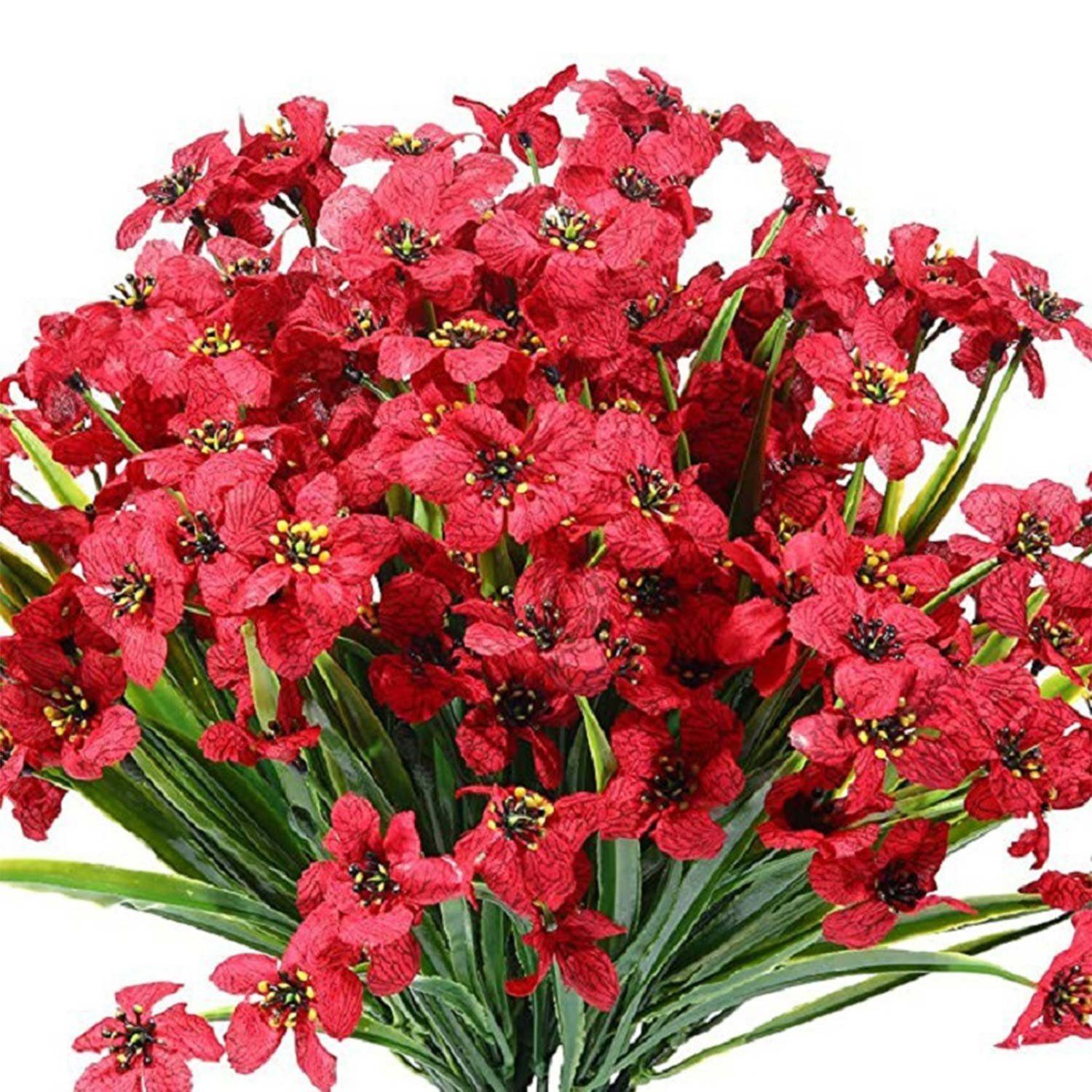 Kunstblumenstrauß Kunststoffblumen, Kunstpflanzen für Dekoration, Rot MAGICSHE