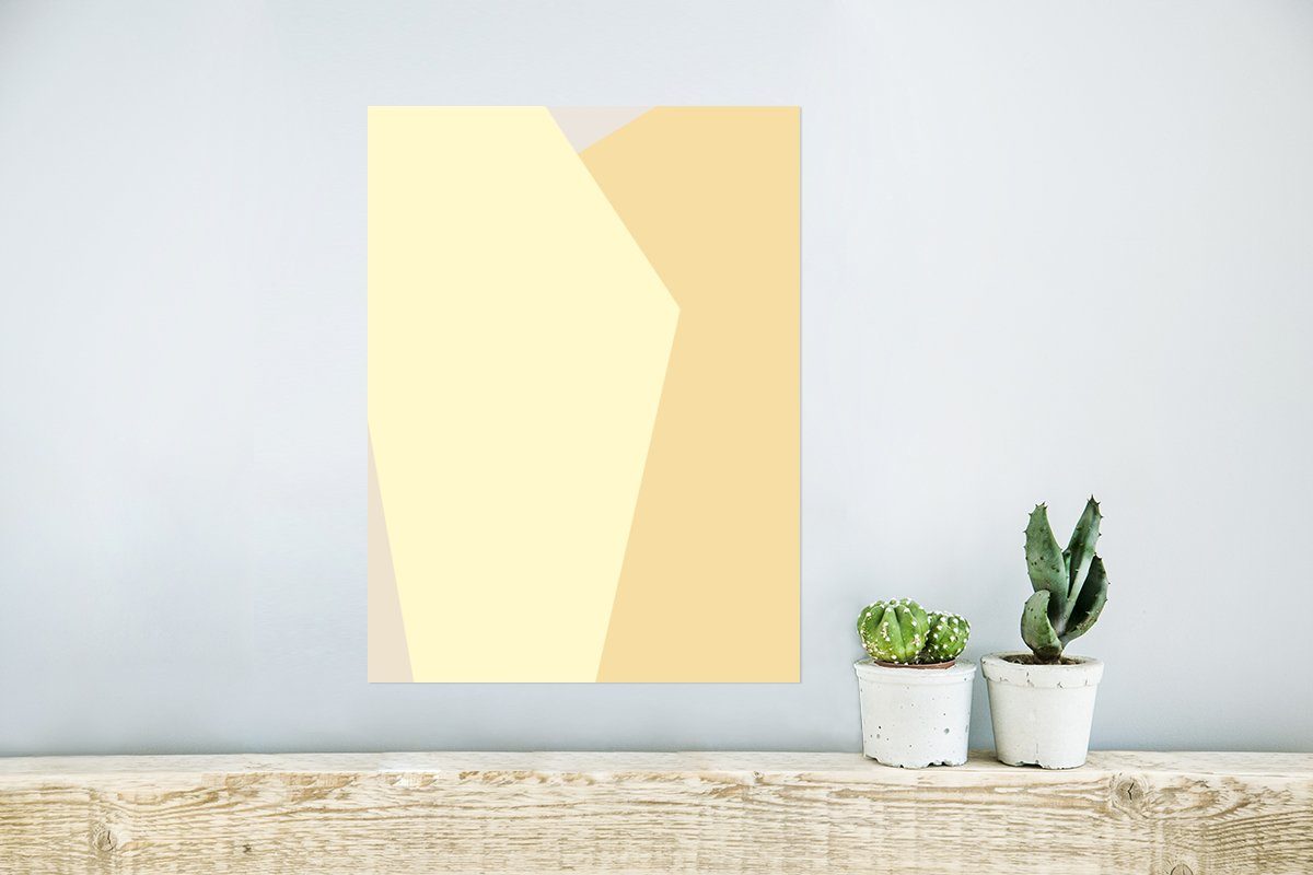 (1 für Wohnzimmer, Wandposter Gelb Wandbild, Rahmen MuchoWow Poster, - St), Abstrakt Ohne - Poster Formen,
