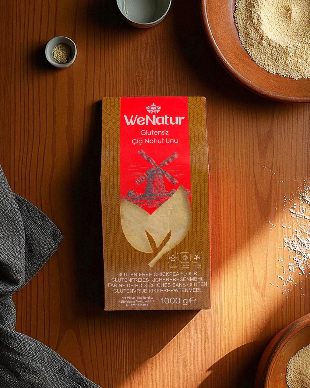 We_Natur Mehl Kichererbsenmehl – Proteinreiches, glutenfreies Naturprodukt 1kg, Glutenfrei
