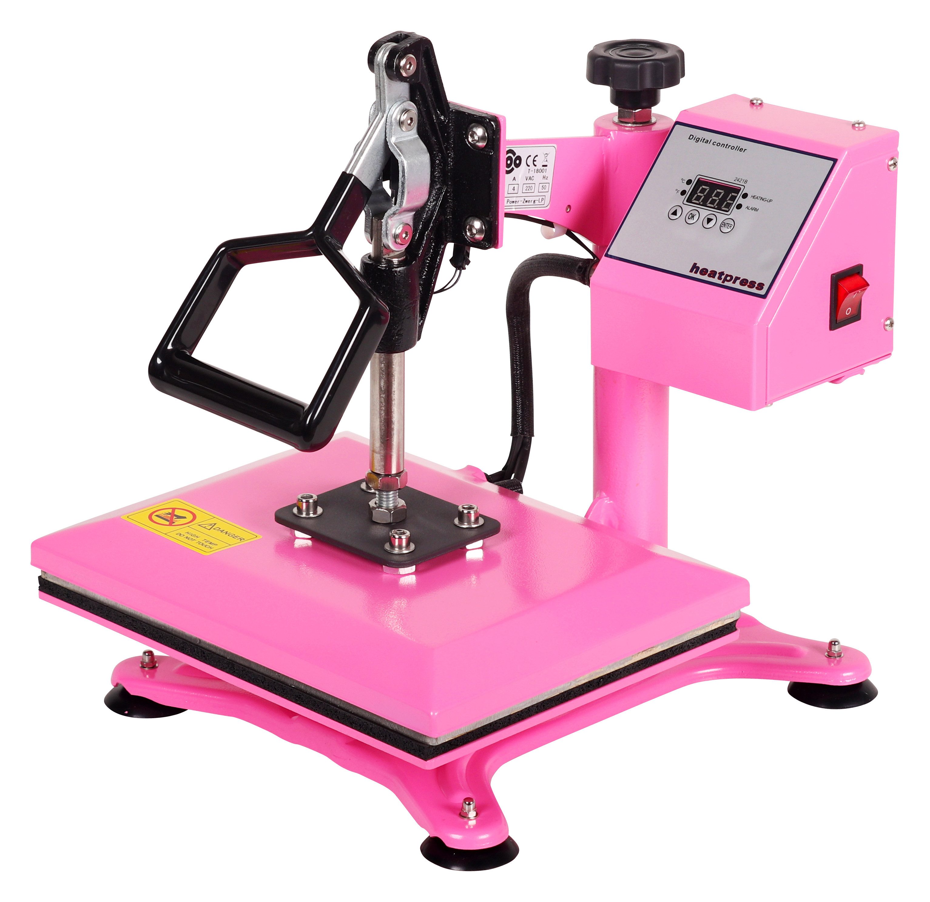 RICOO Bügelmaschine Transferpresse T Shirt Druckmaschine Textilpresse RICOO POWER-ZWERG-LP, Rosa / Pink Heißpresse Textildruck Shirt Druck Hitzetransfer