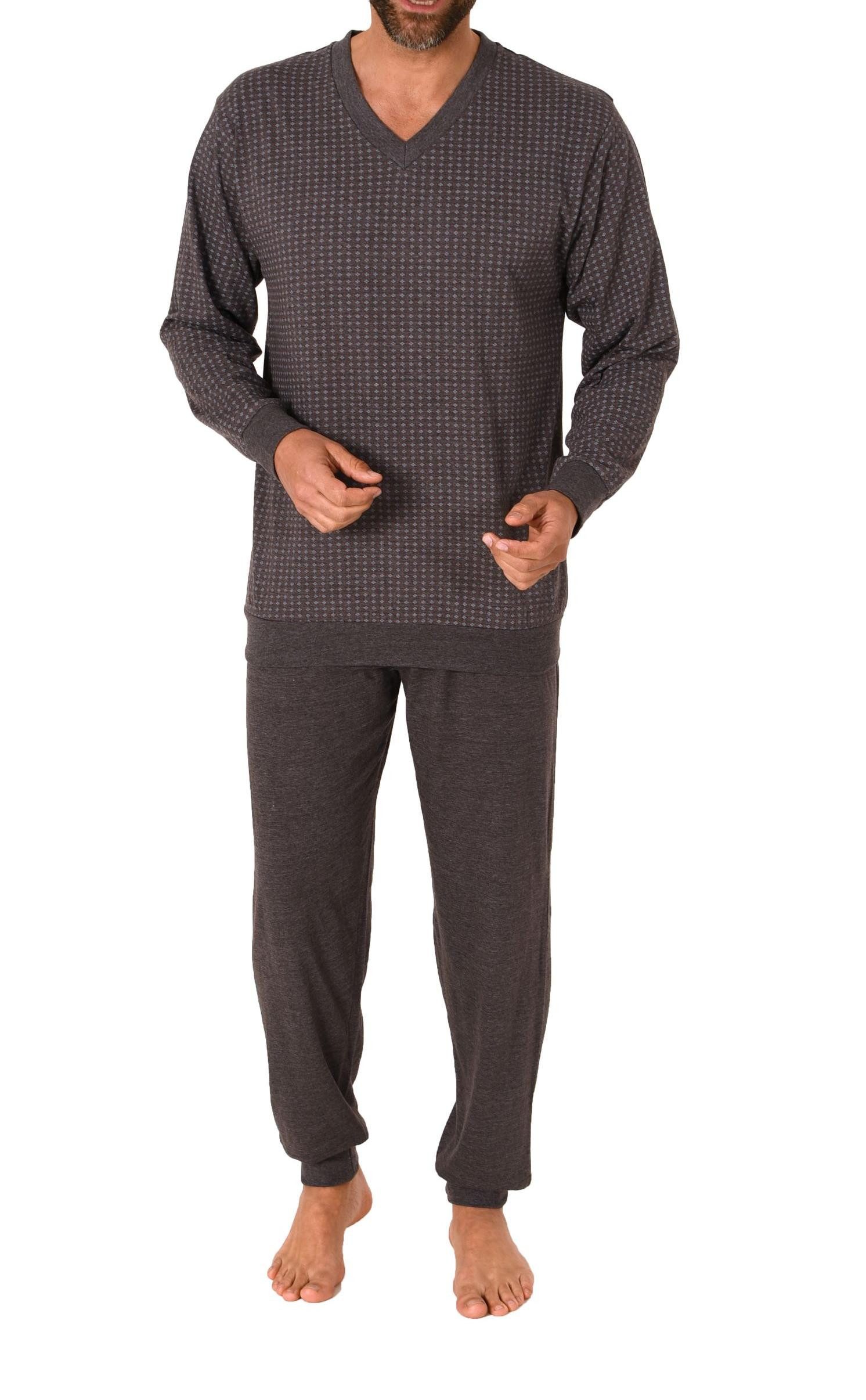 Pyjama Normann Herren langarm Schlafanzug Pyjama mit Bündchen