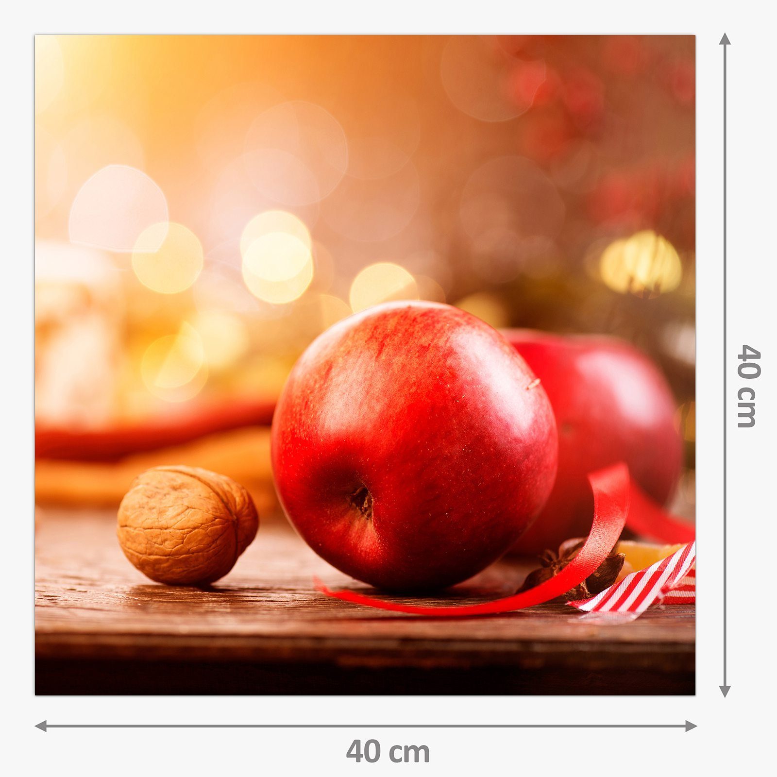 Äpfel Weihnachten Motiv Glas um Küchenrückwand Primedeco Küchenrückwand Spritzschutz mit